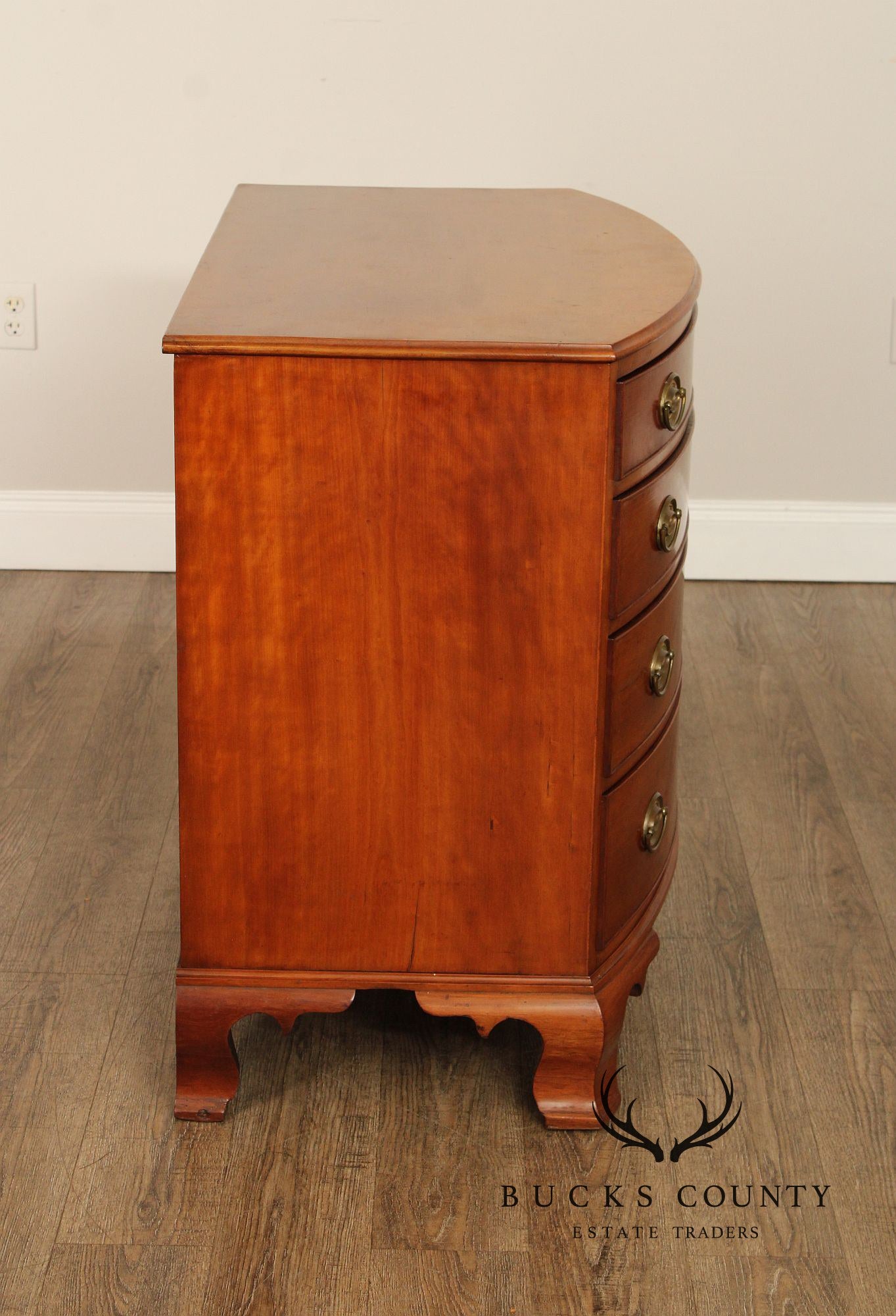 Antique Chippendale Cherry Bow Front Chest of Drawers