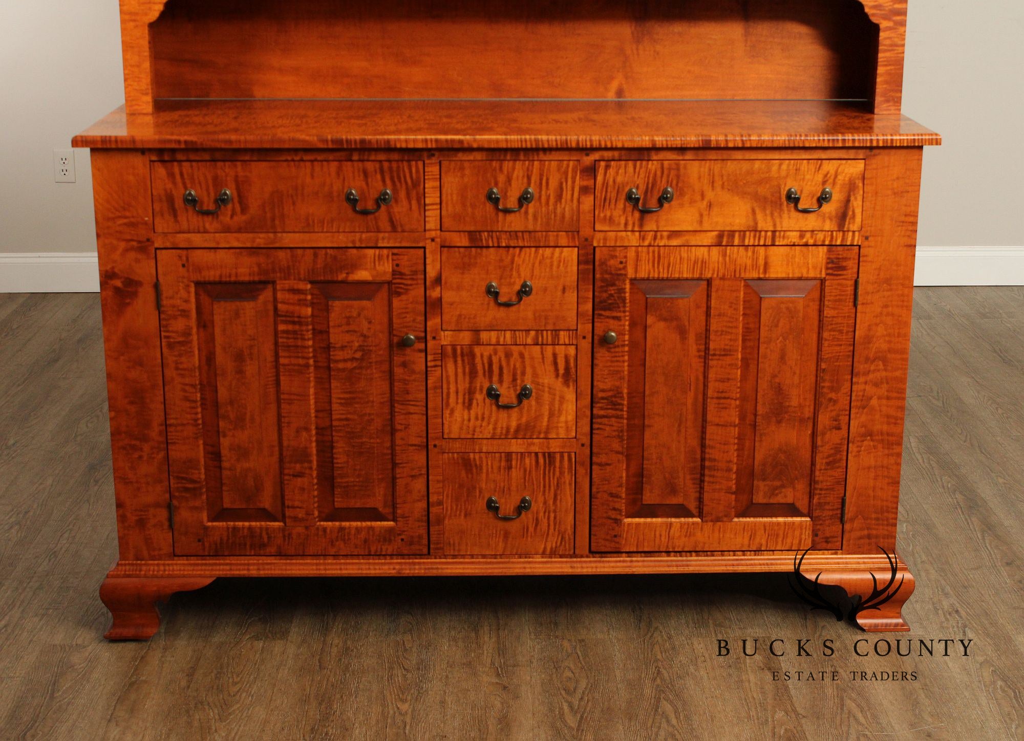 Tiger Maple Bench-Made Step-Back Cupboard