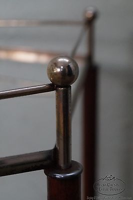 Mid Century Modern Italian Walnut Brass & Glass Serving Cart