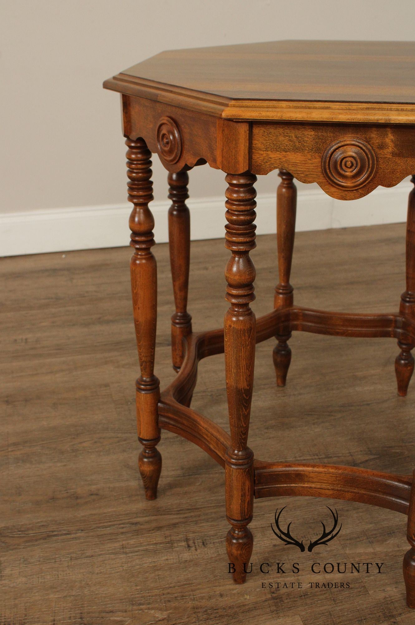 1920's Vintage Walnut Octagonal Side Table