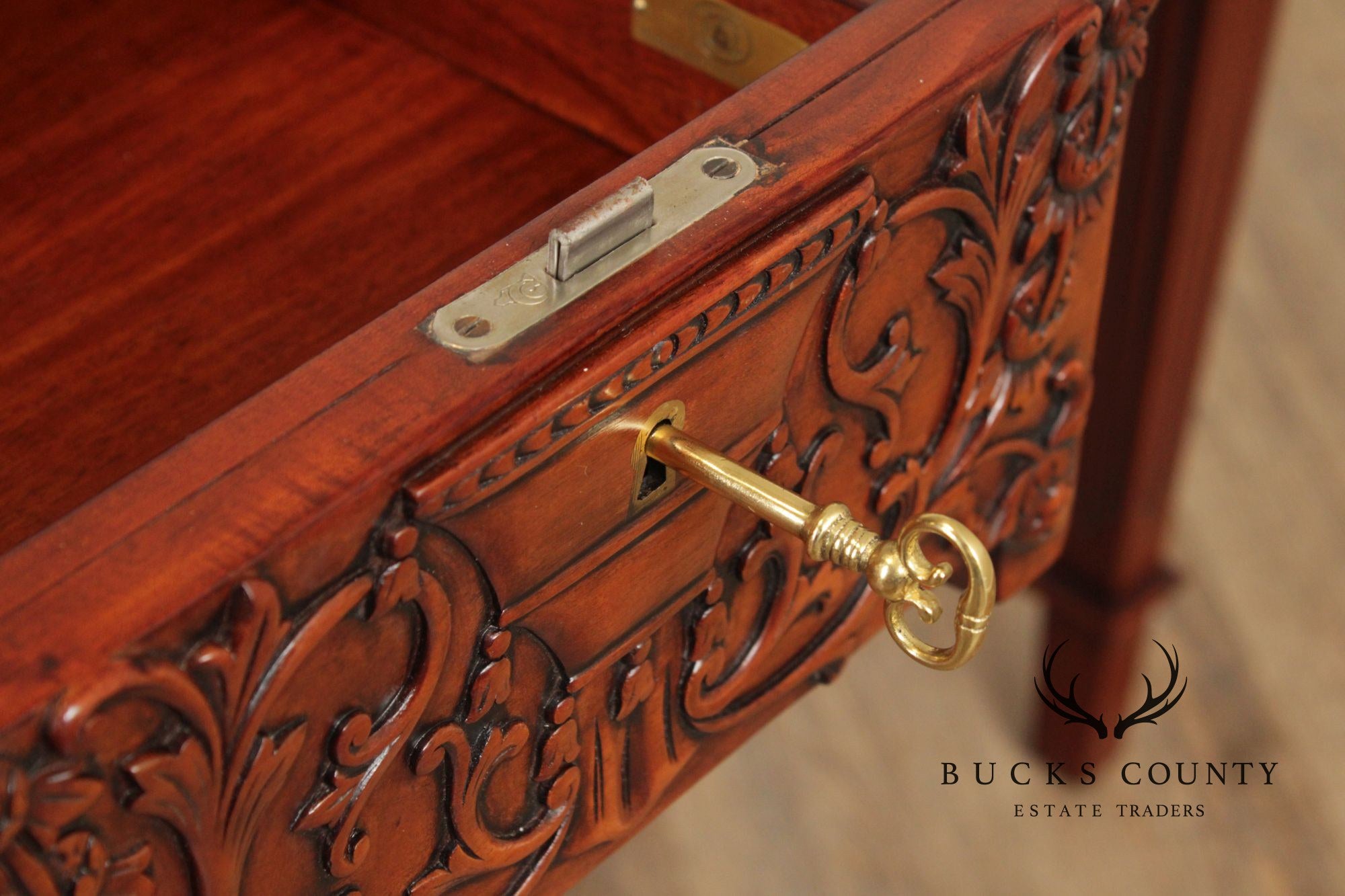 Victoria Collection Neoclassical Style Inlaid Mahogany Console Table