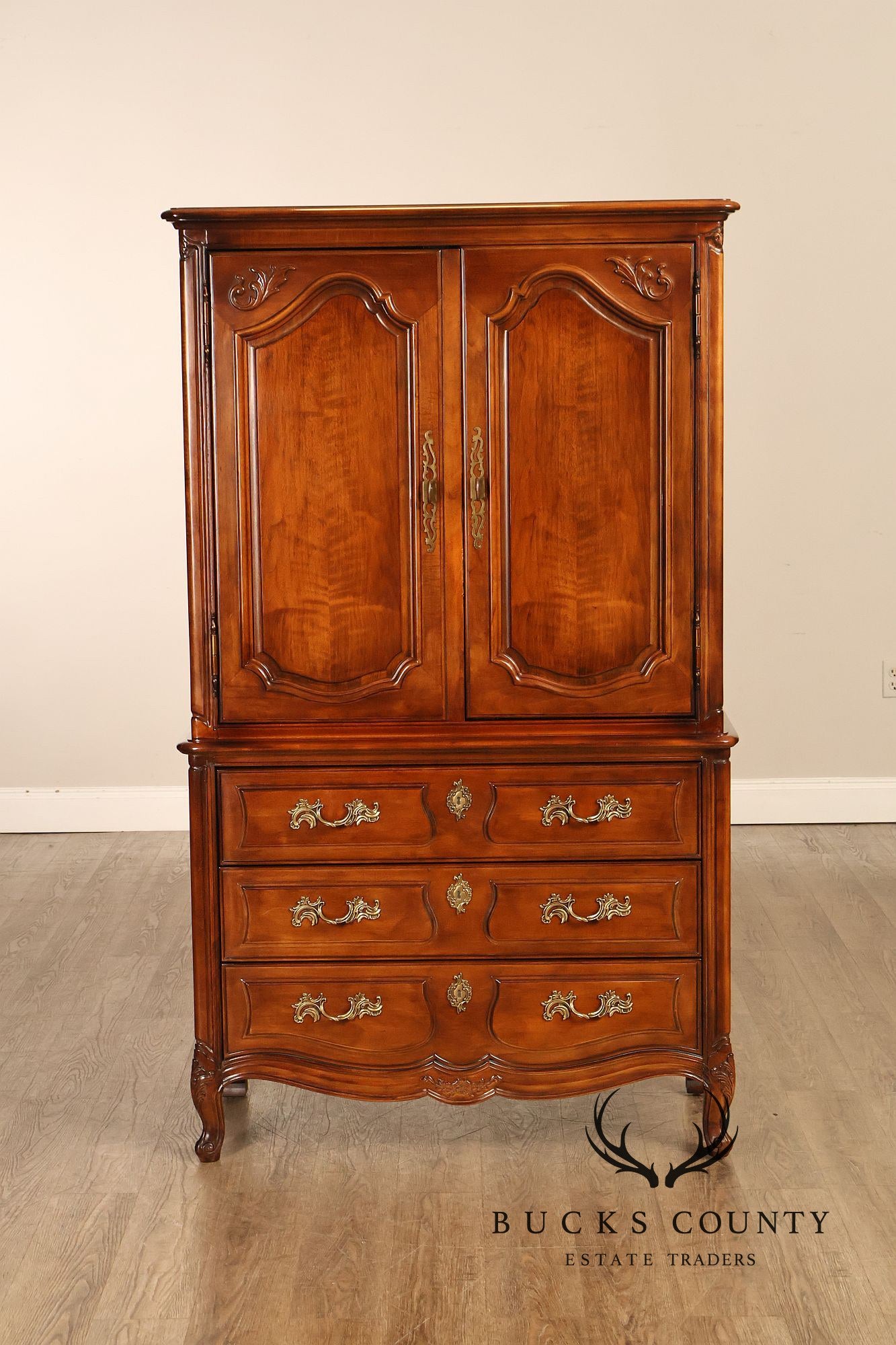Henredon French Country Style Walnut Armoire