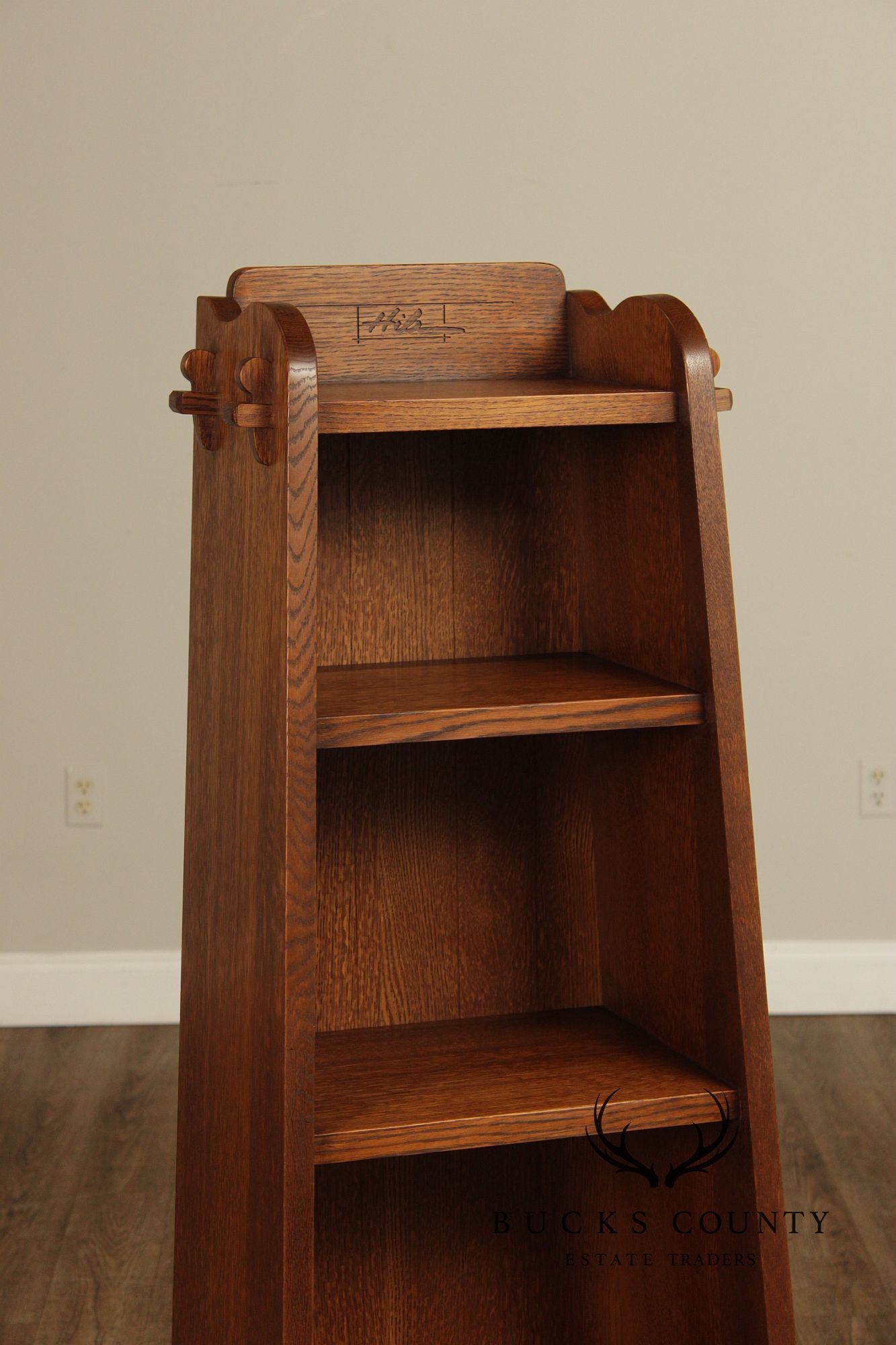 Warren Hile Studio Mission Style Quarter Sawn Oak Tapered Bookcase