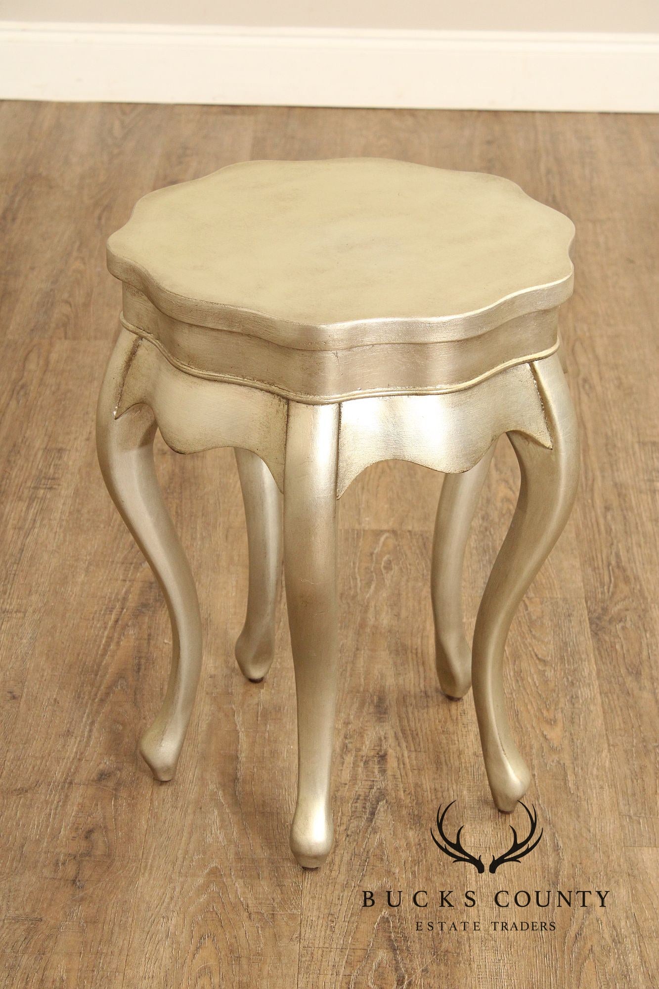 Ethan Allen Side Silver Gilt Painted Five Leg Accent Table