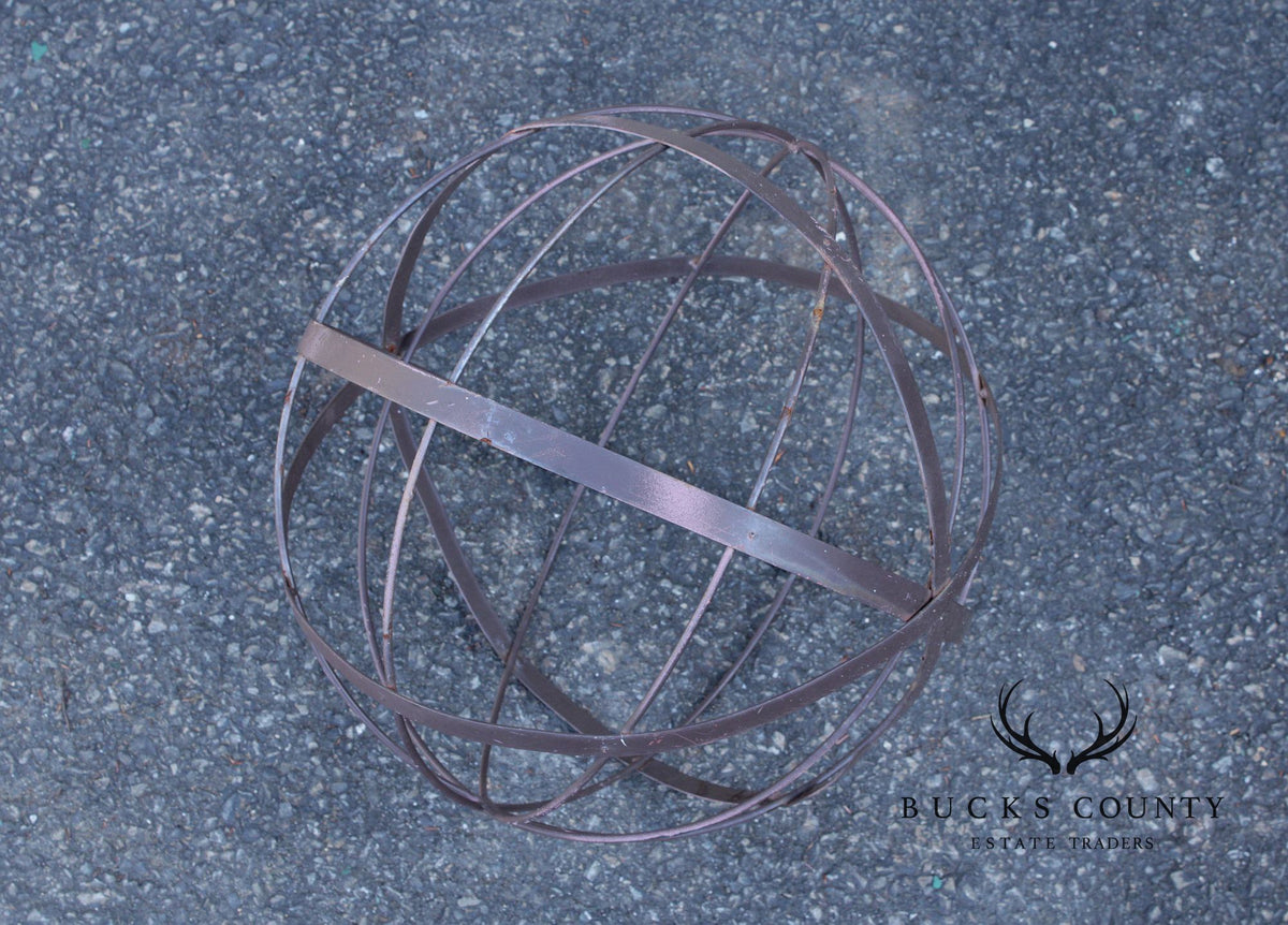 Pair of Steel Outdoor Garden Armillary Spheres