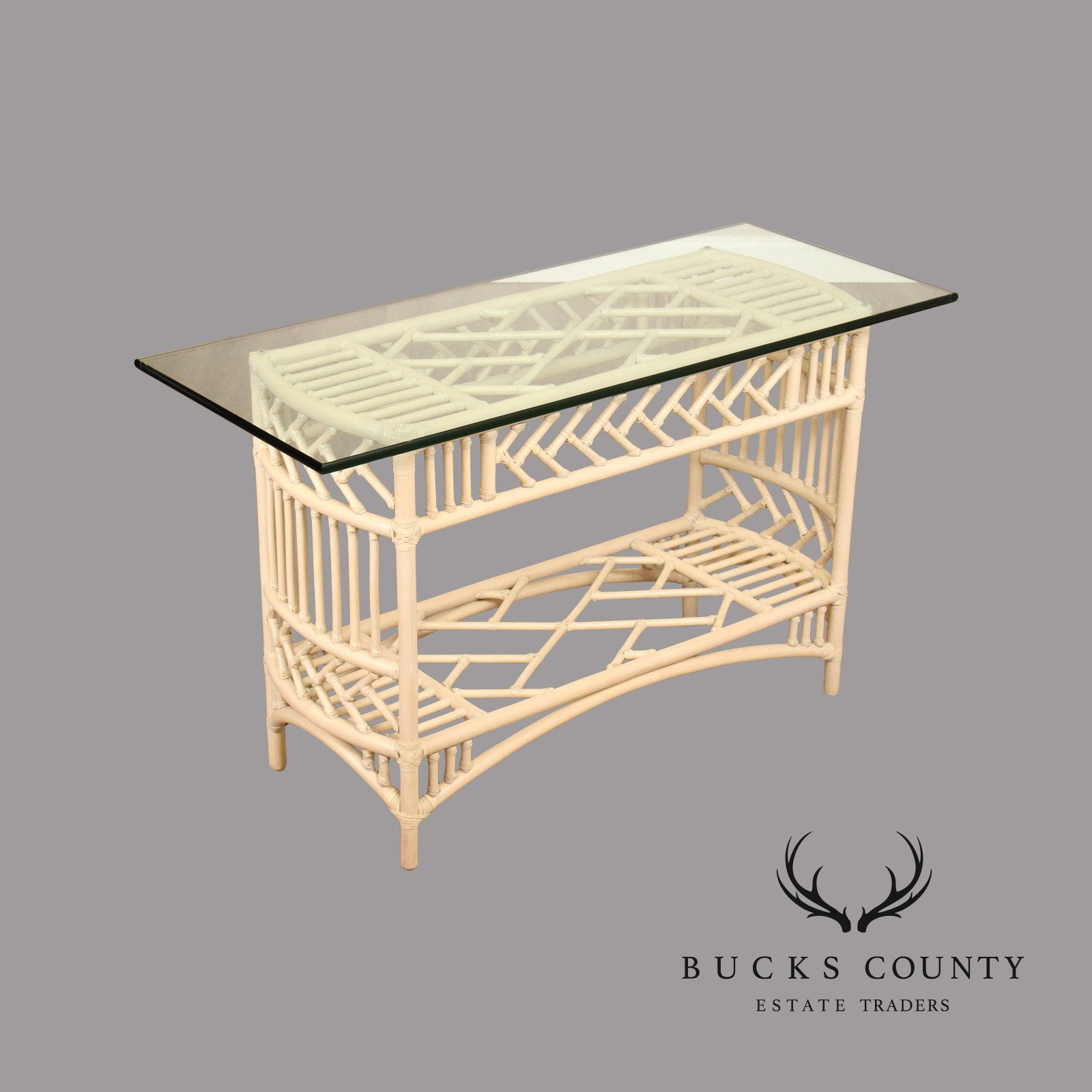 Ficks Reed Glass Top Rattan Console