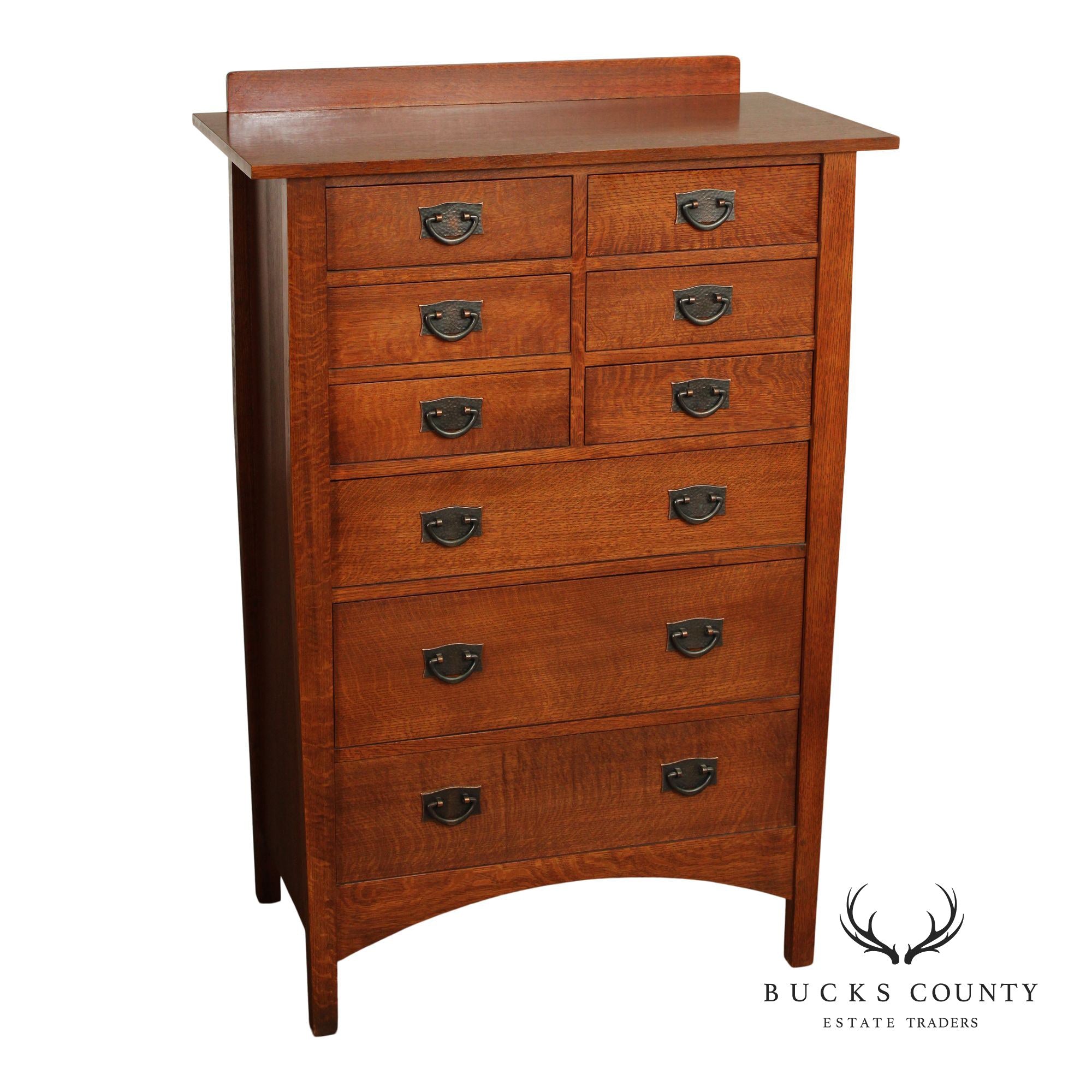 Stickley Mission Collection Harvey Ellis Oak Nine Drawer Tall Chest