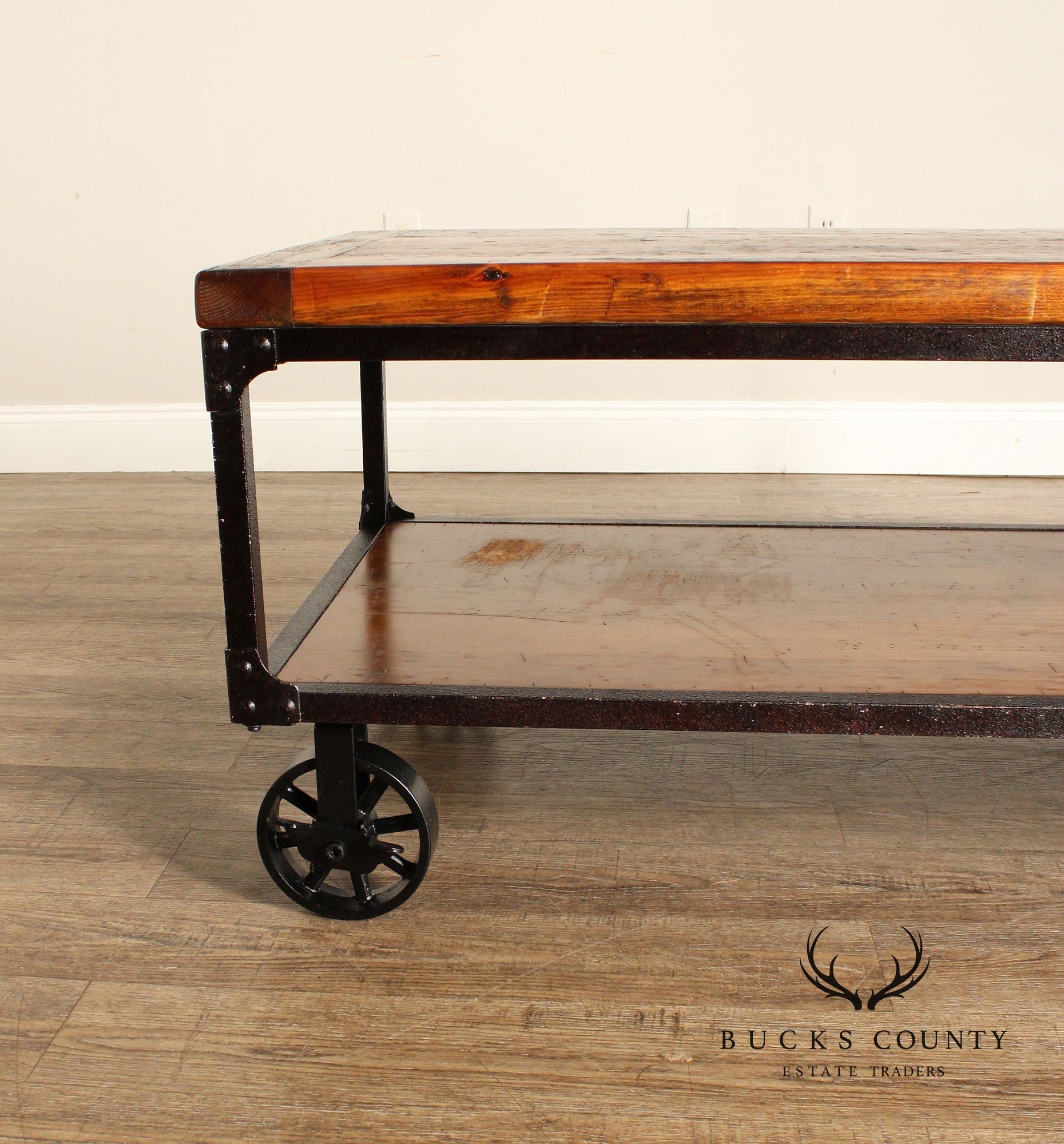 Industrial Style Rolling Coffee Table