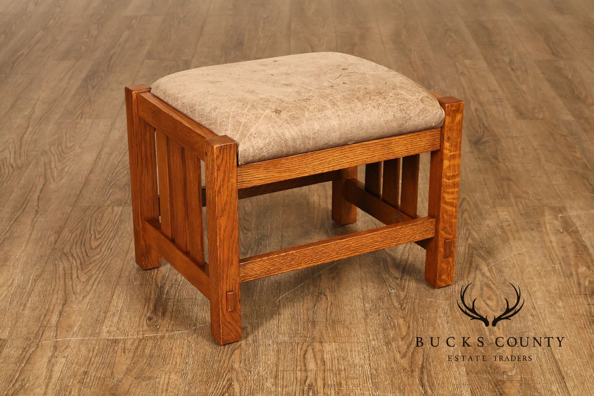 Stickley Mission Collection Oak And Leather Morris Chair With Ottoman