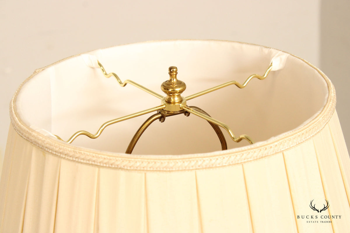 Leviton Asian Inspired Faux Bamboo and Etched Brass Floor Lamp
