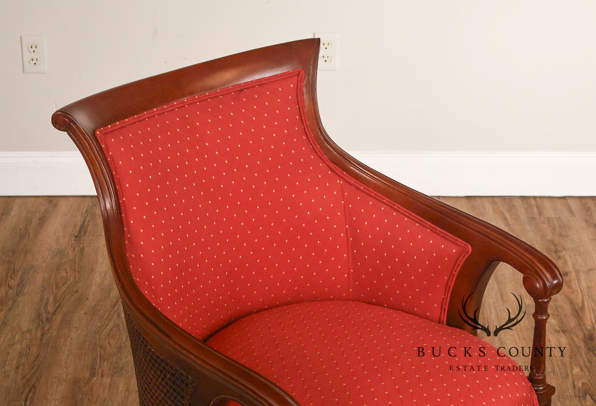 Bassett Federal Style Mahogany Cane Back Accent Chair