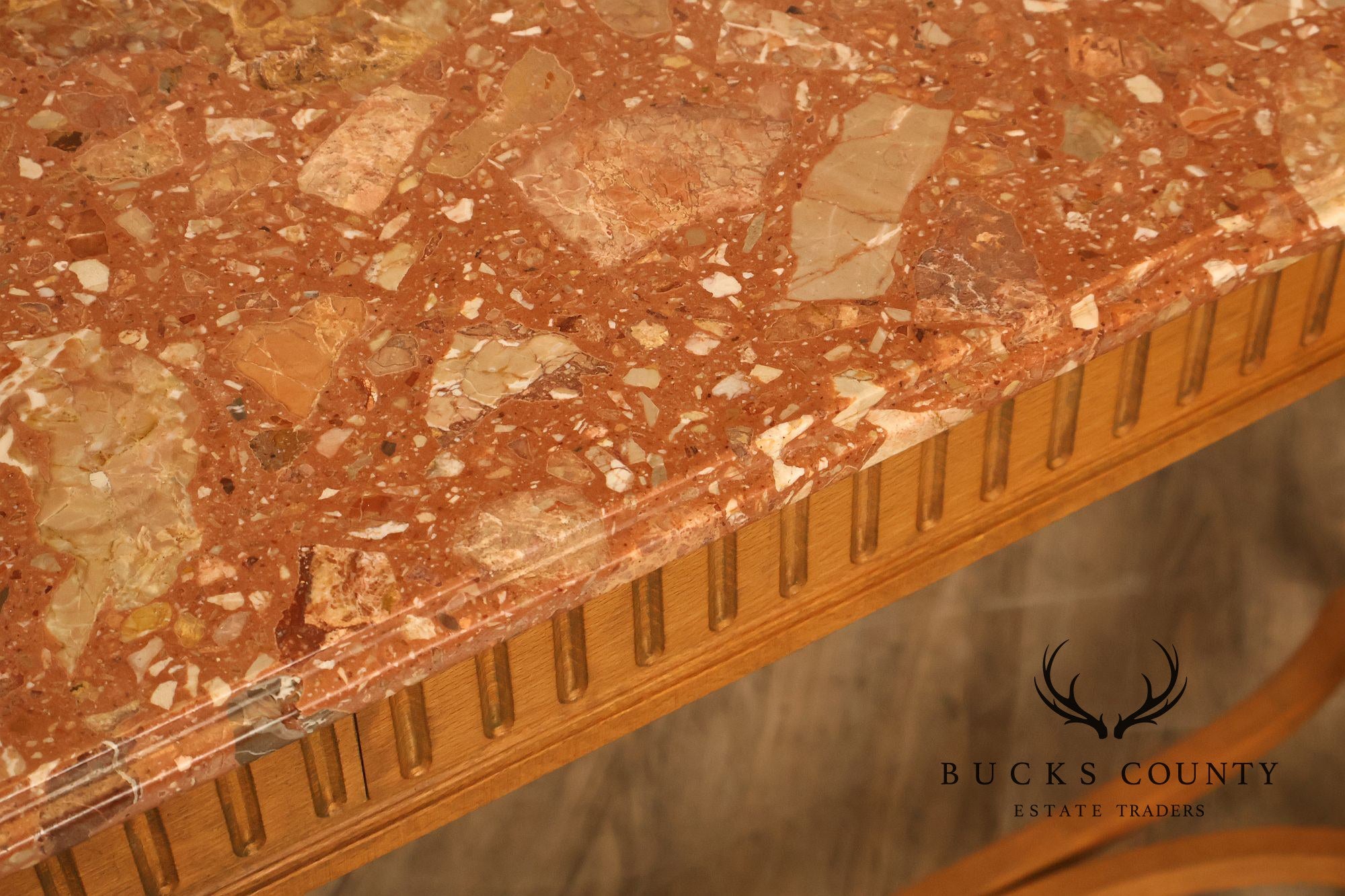 French Louis XVI Style Marble Top Narrow Console