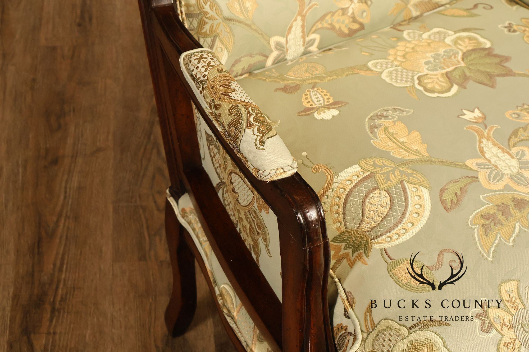 Louis XV Style Pair Of Bergere Upholstered Lounge Chairs