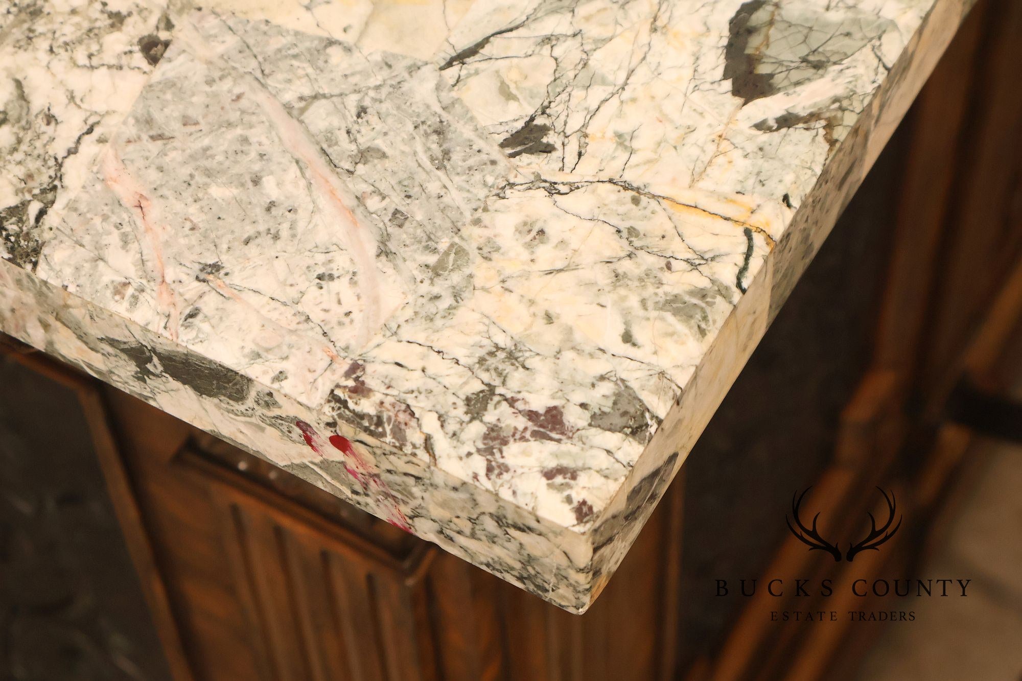 Maitland-Smith Neoclassical Style Faux Marble Top Home Bar