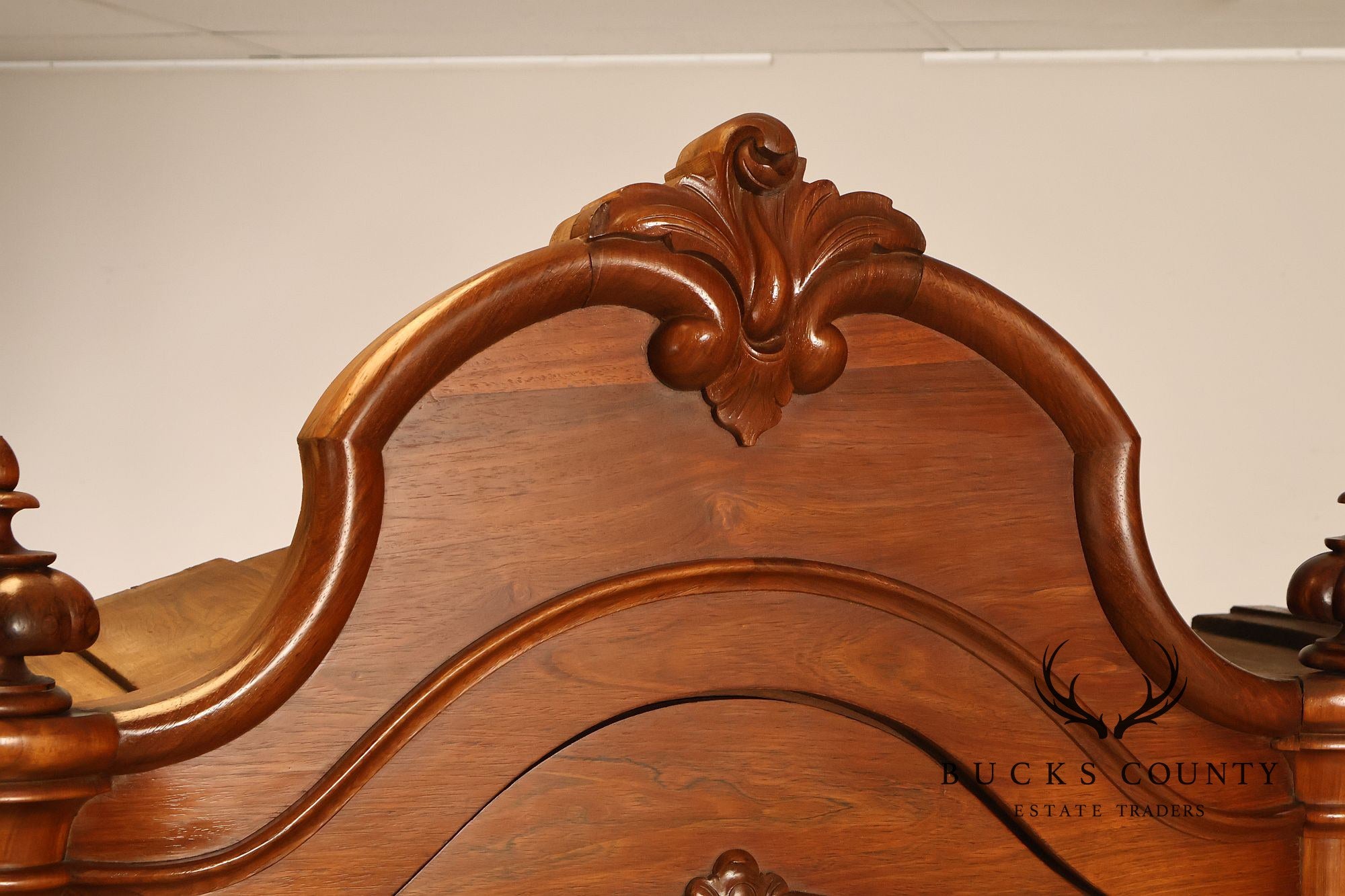 Antique Renaissance Revival Louis XV Style Carved Walnut Mirrored Armoire