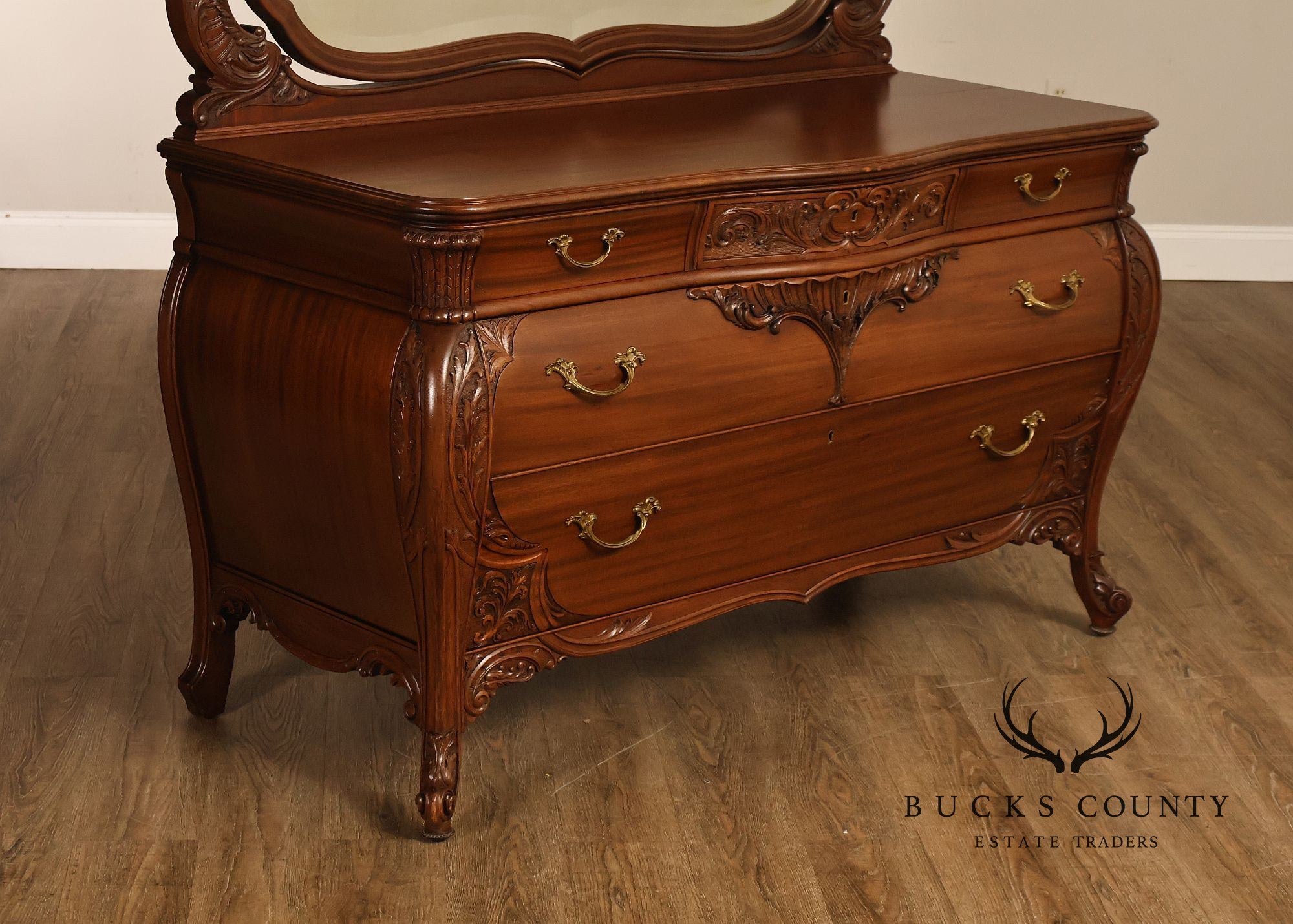 Antique R. J. Horner Carved Mahogany Dresser With Mirror