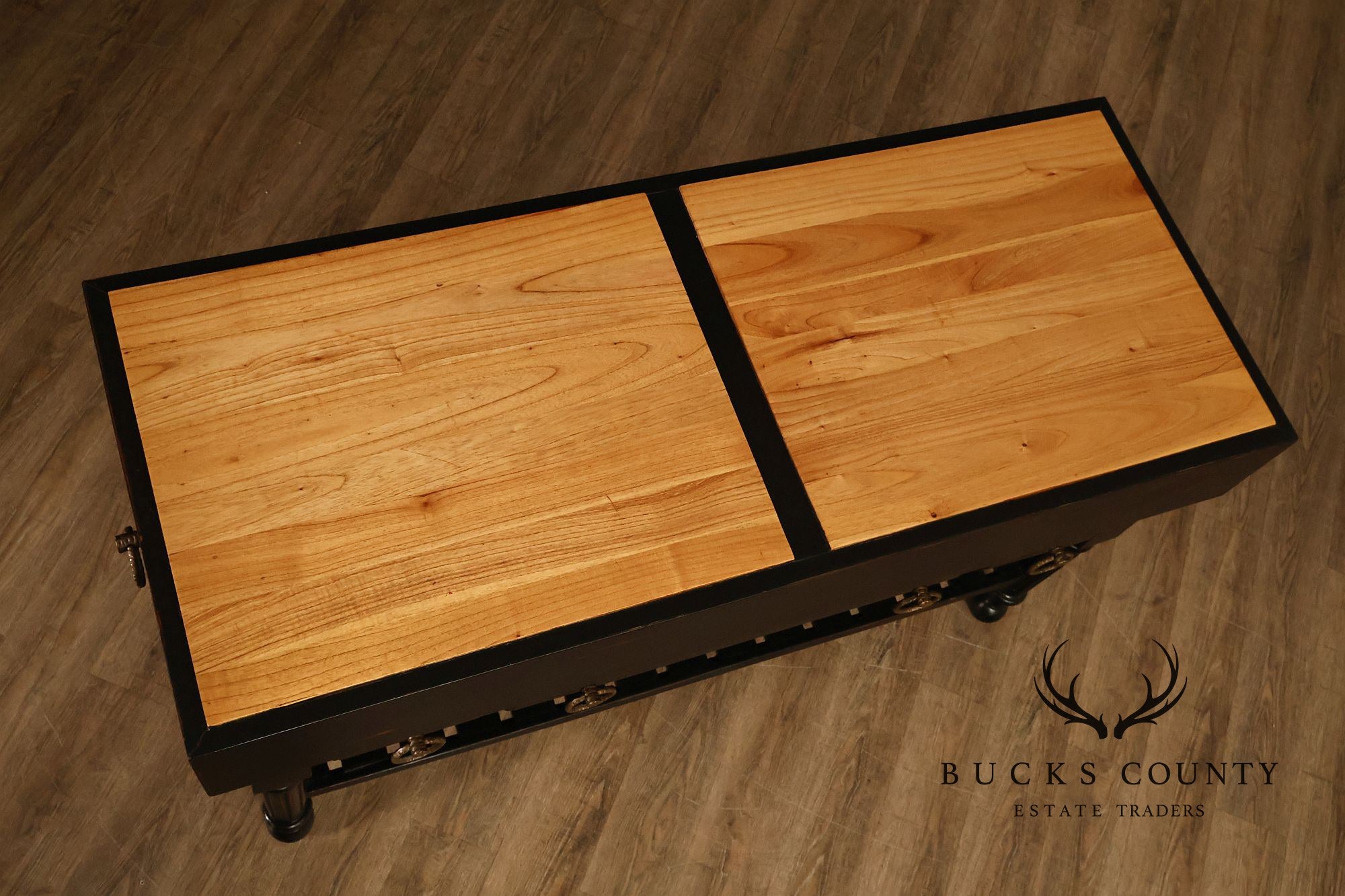 French Colonial Style Butcher Block Kitchen Island