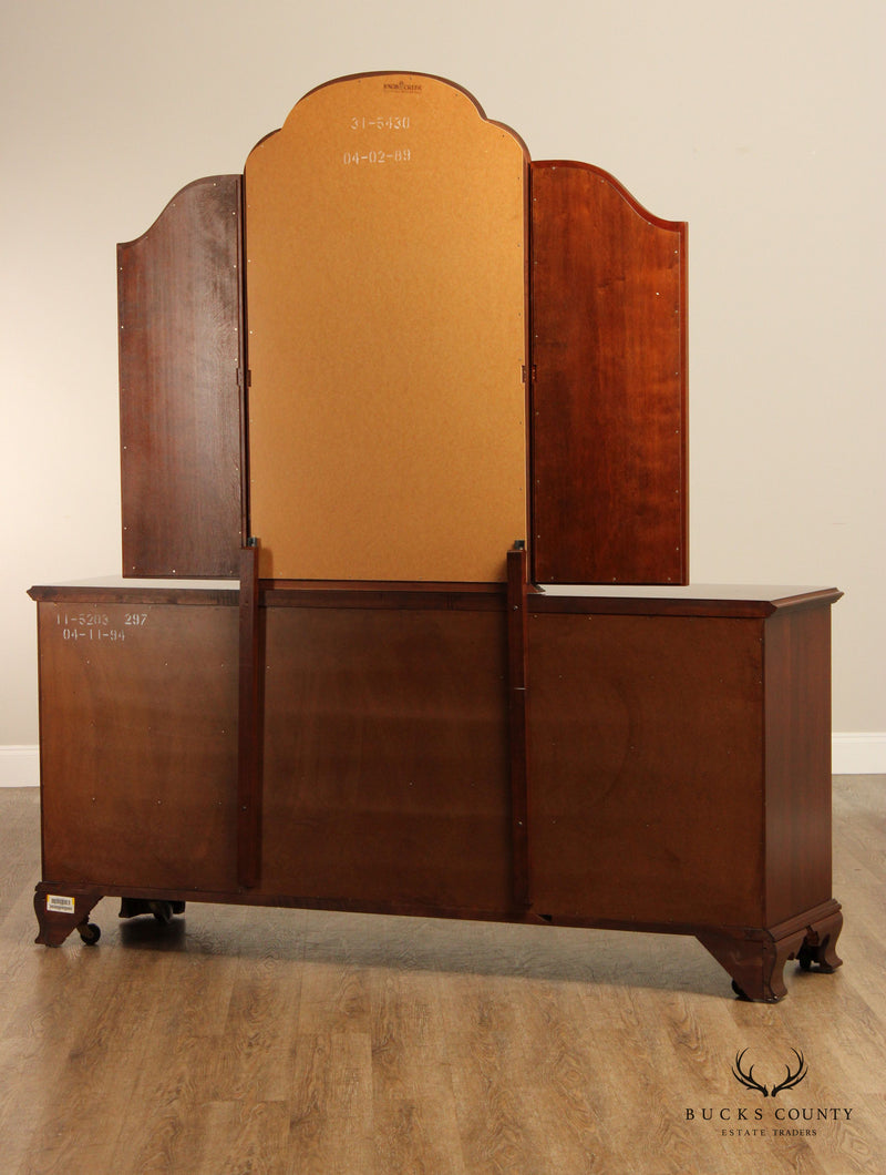 Ethan Allen 'Georgian Court' Cherry Triple Dresser and Mirror