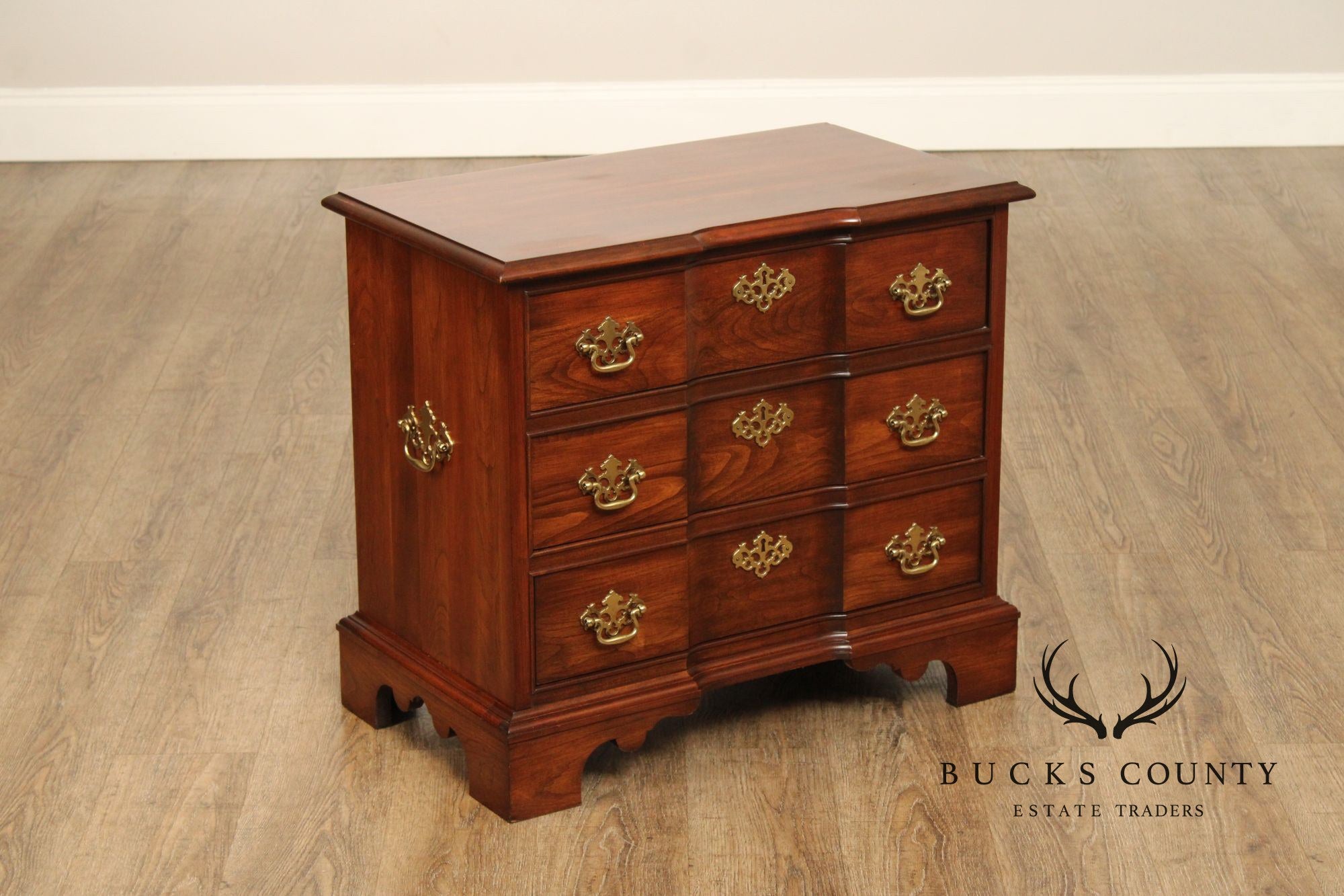 Pennsylvania House Chippendale Style Cherry Blockfront Chest Nightstand