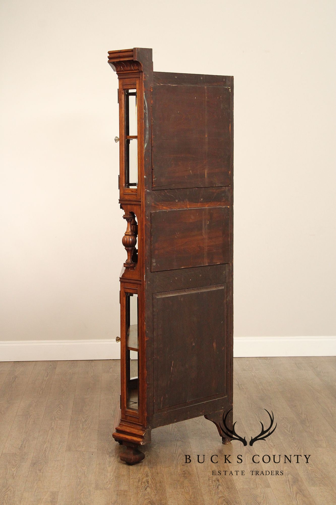 Antique Victorian Oak Corner China Cabinet