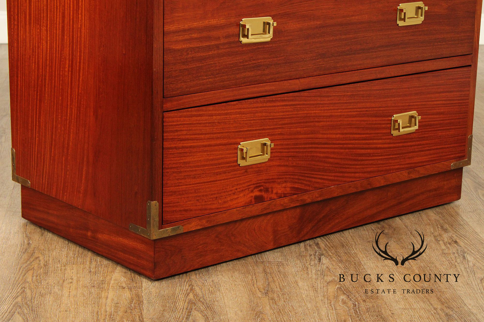 Campaign Style Brass Bound Rosewood Chest of Drawers