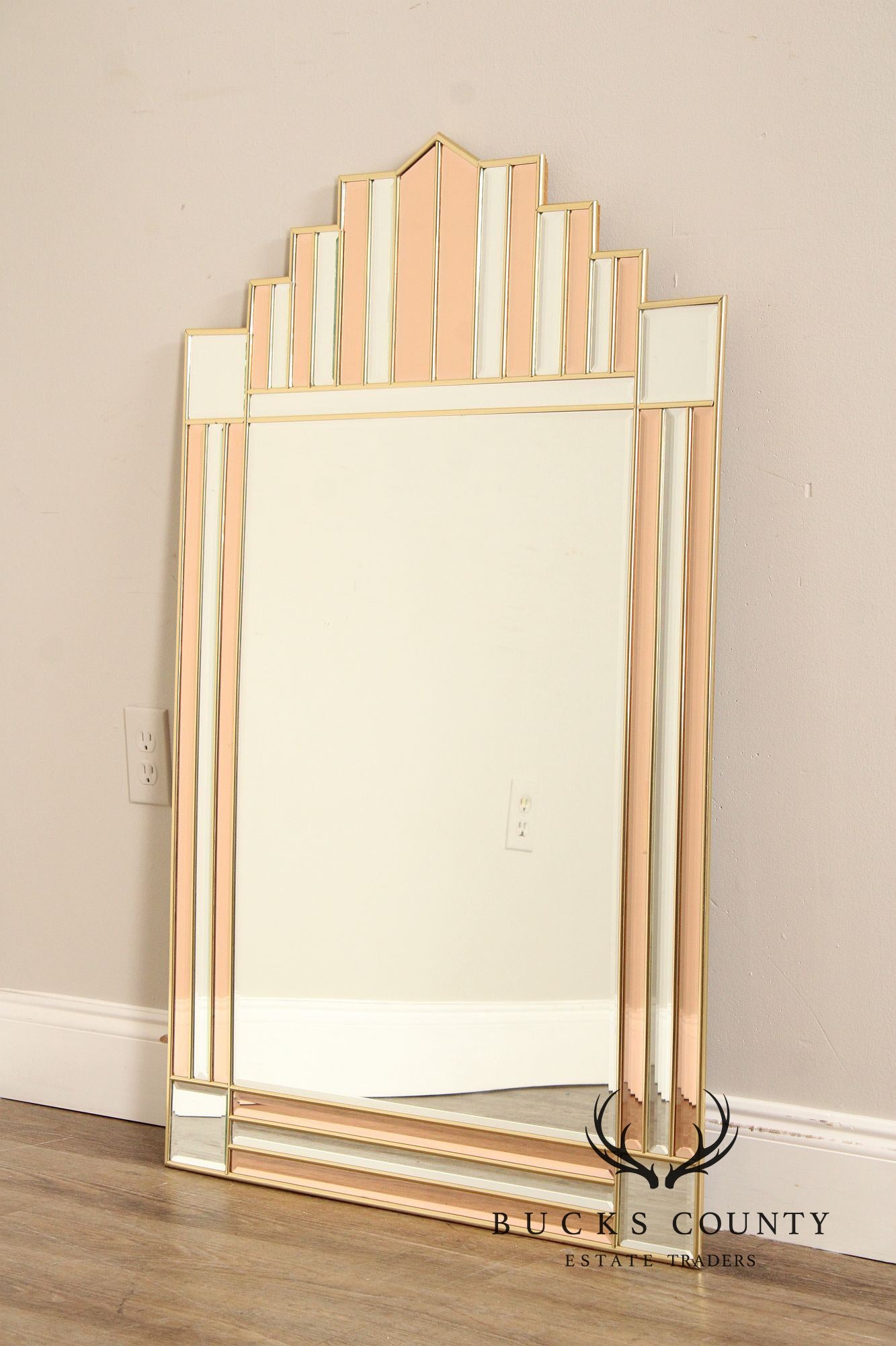 Hollywood Regency Modern Art Deco Style Beveled Wall Mirror