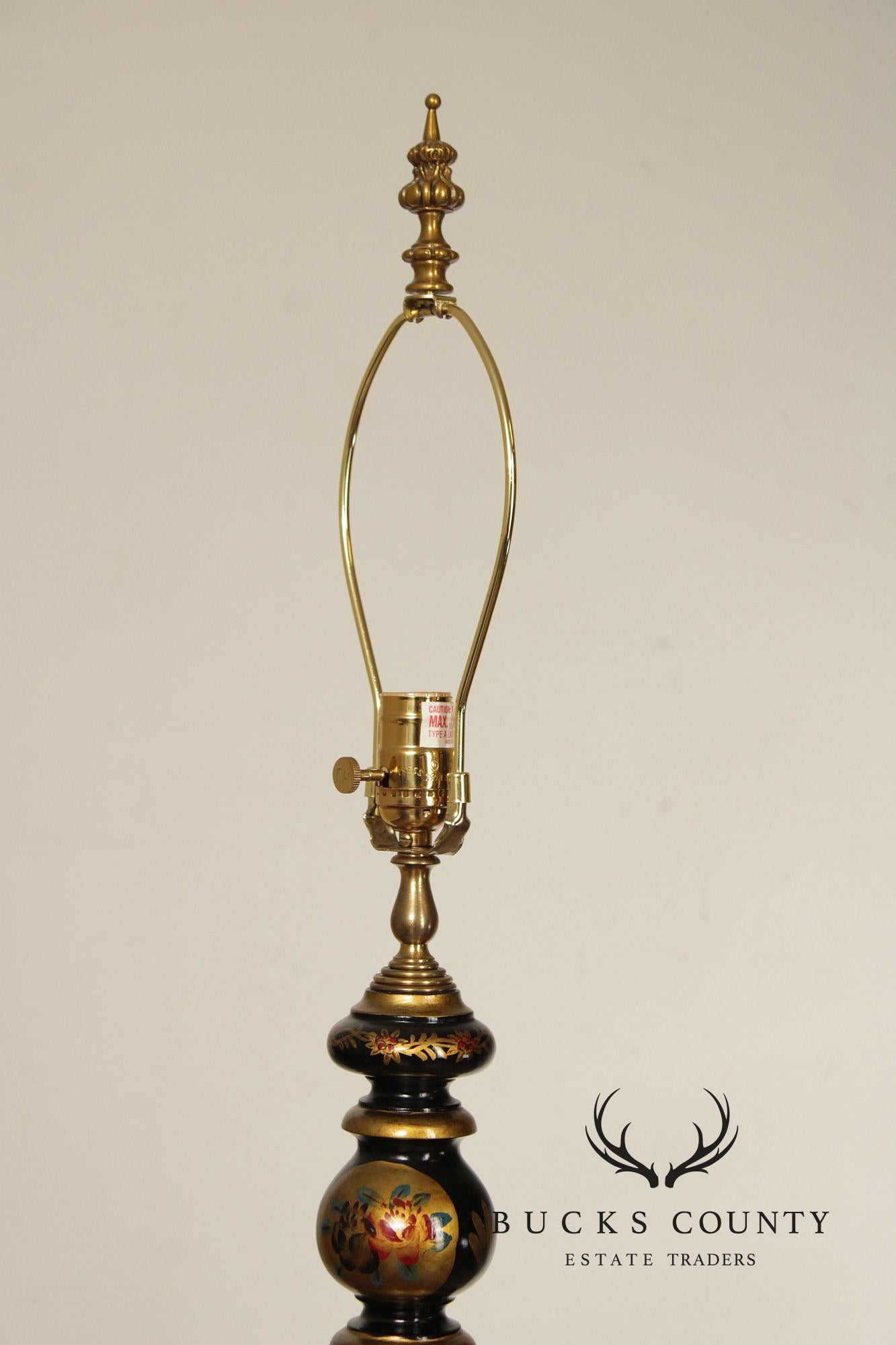 Chelsea House Chinoiserie Decorated Black Lacquer Floor Lamp