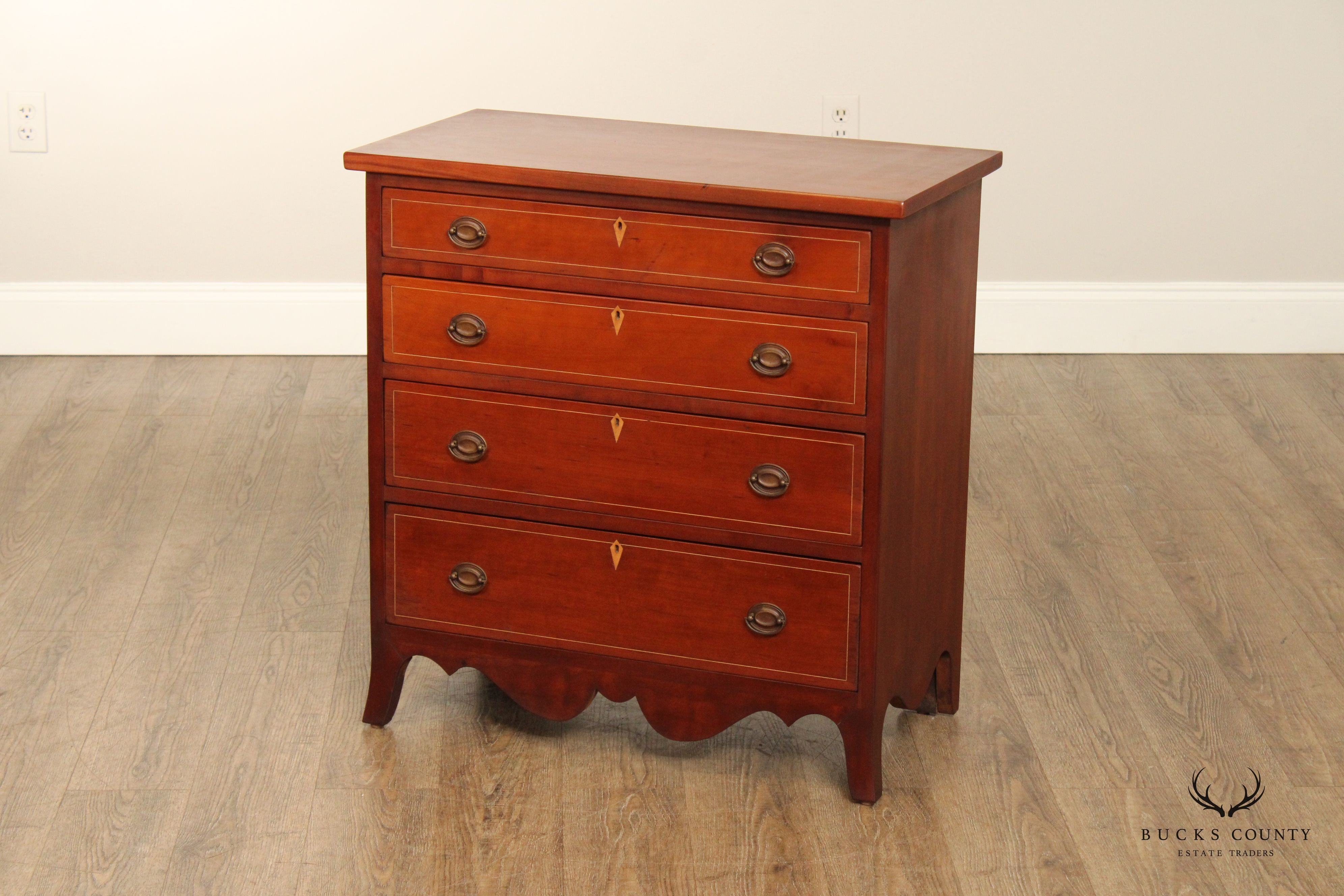 Hand Crafted Federal Style Inlaid Cherry Chest of Drawers