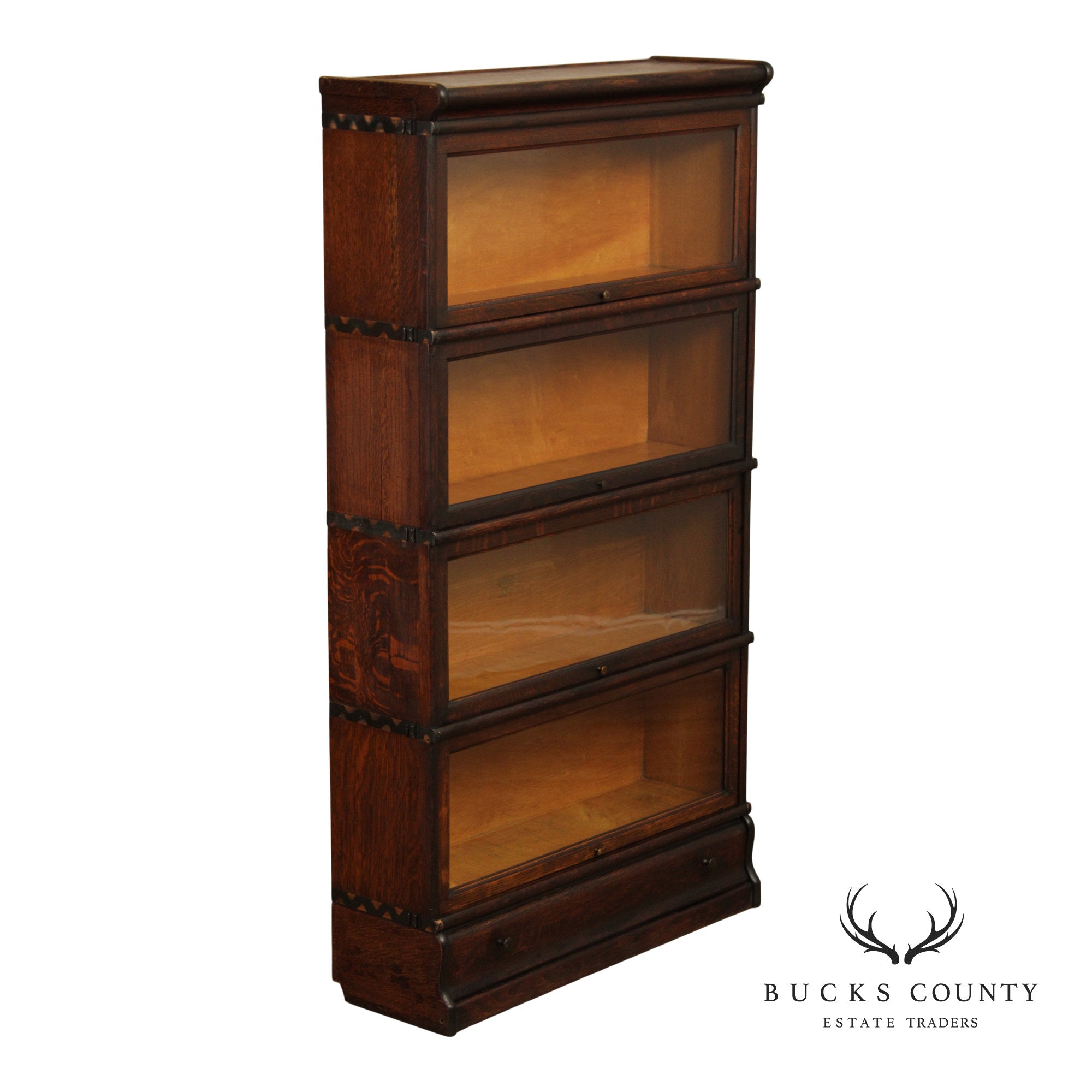 Macey Antique Oak Four-Stack Barrister Bookcase