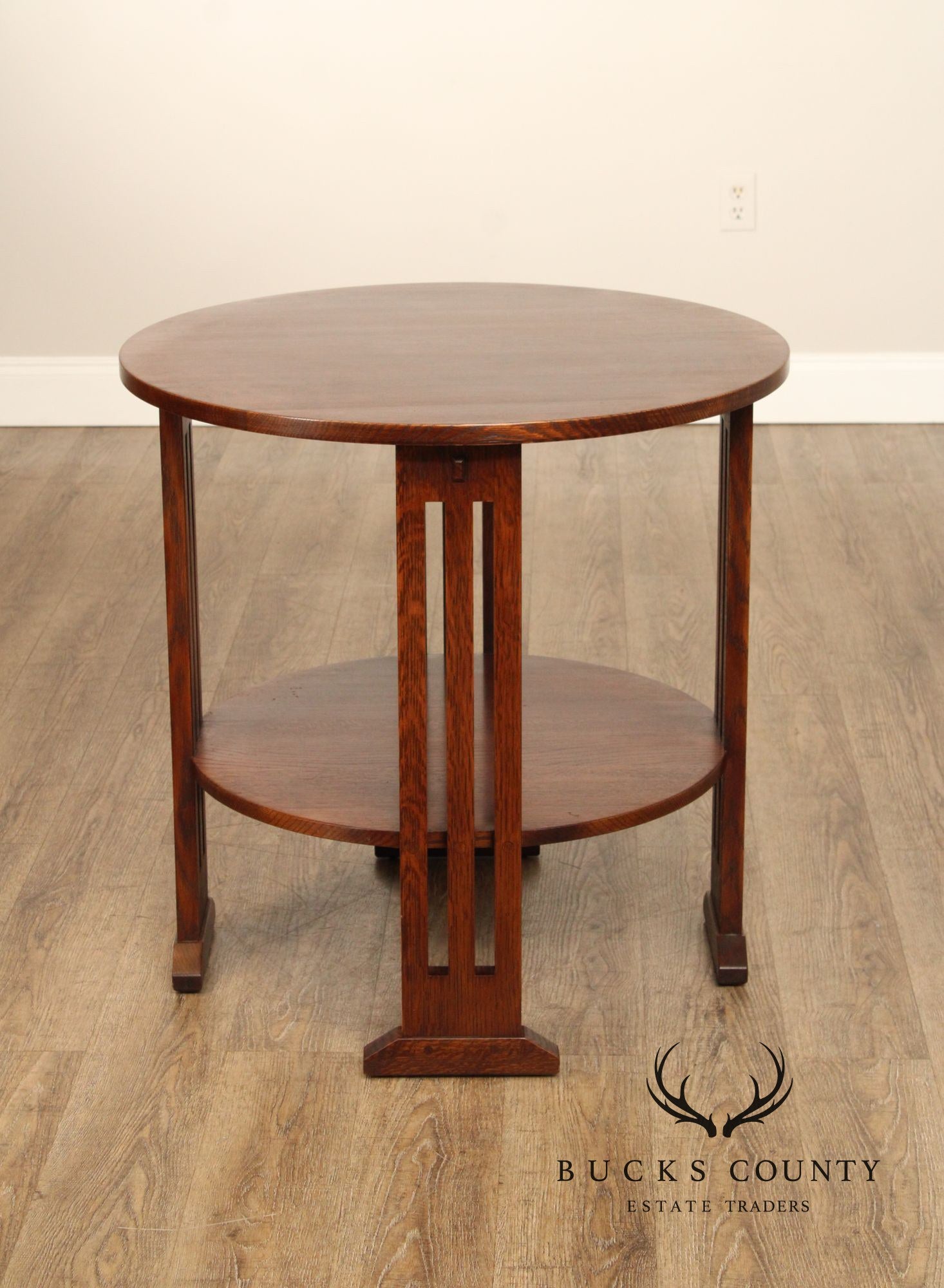 Stickley Mission Collection Oak Round Lamp Table