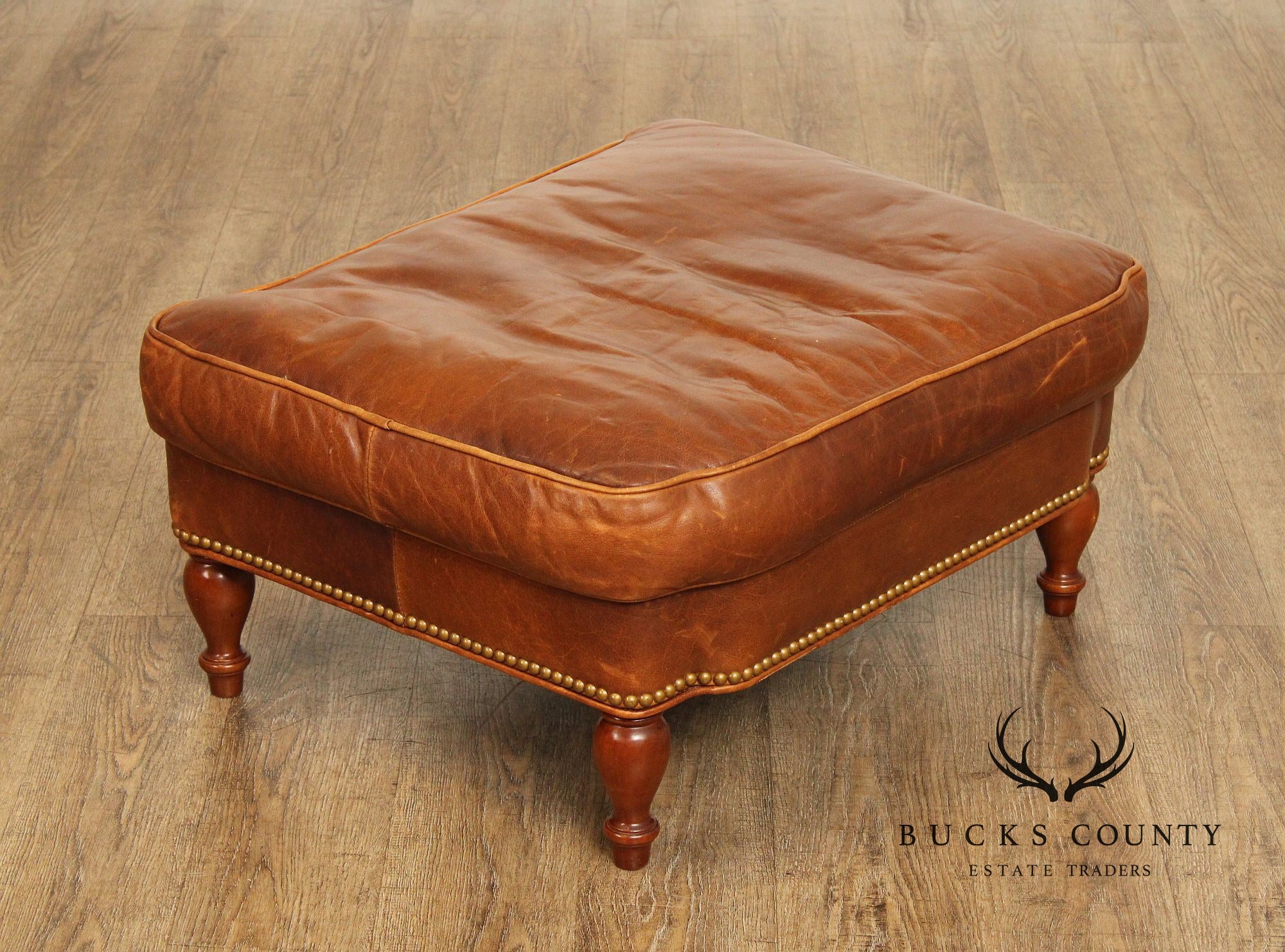 Hancock & Moore English Traditional Style Leather Ottoman