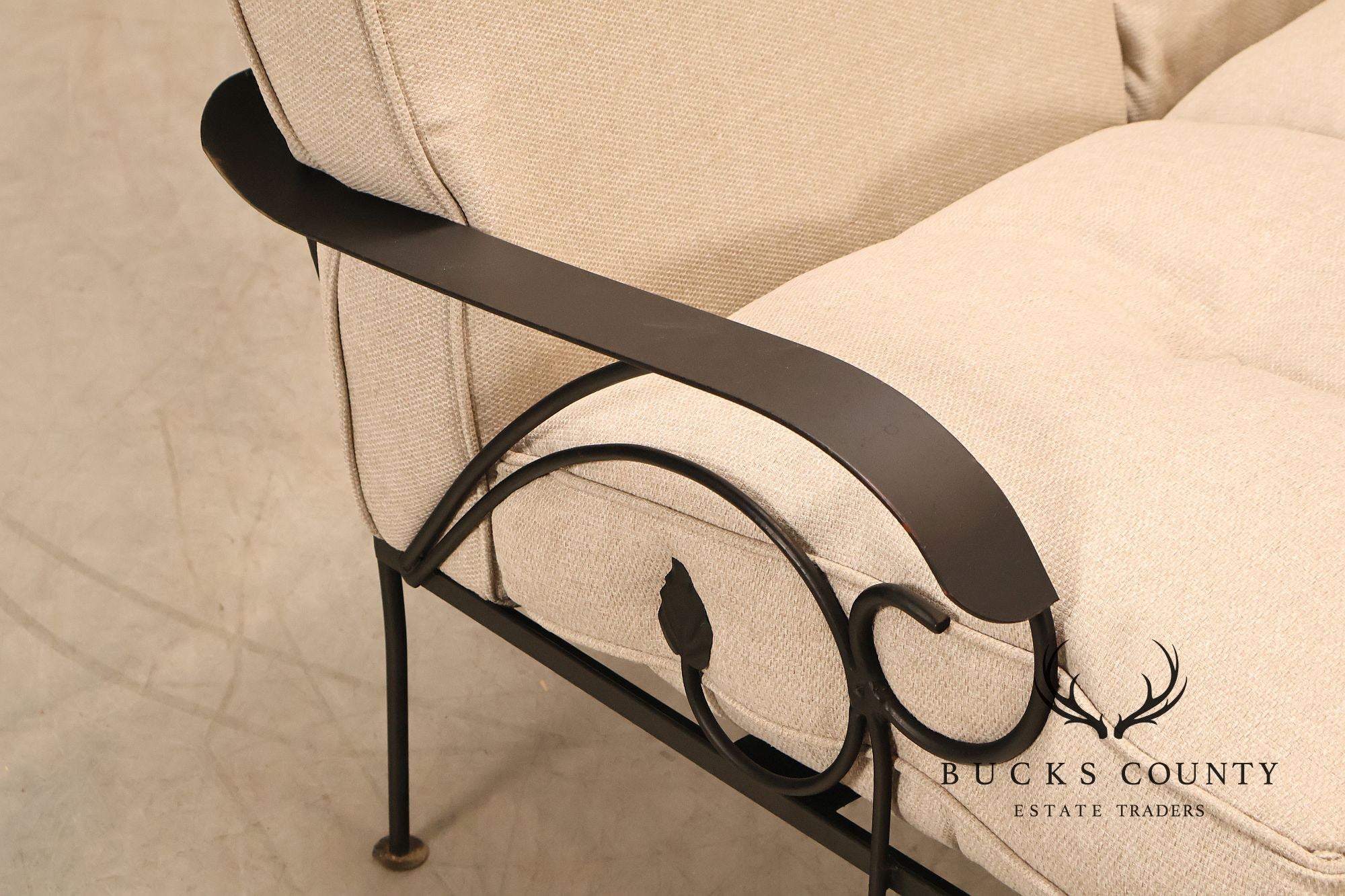 Vintage Wrought Iron Patio Garden Sofa With Cushions