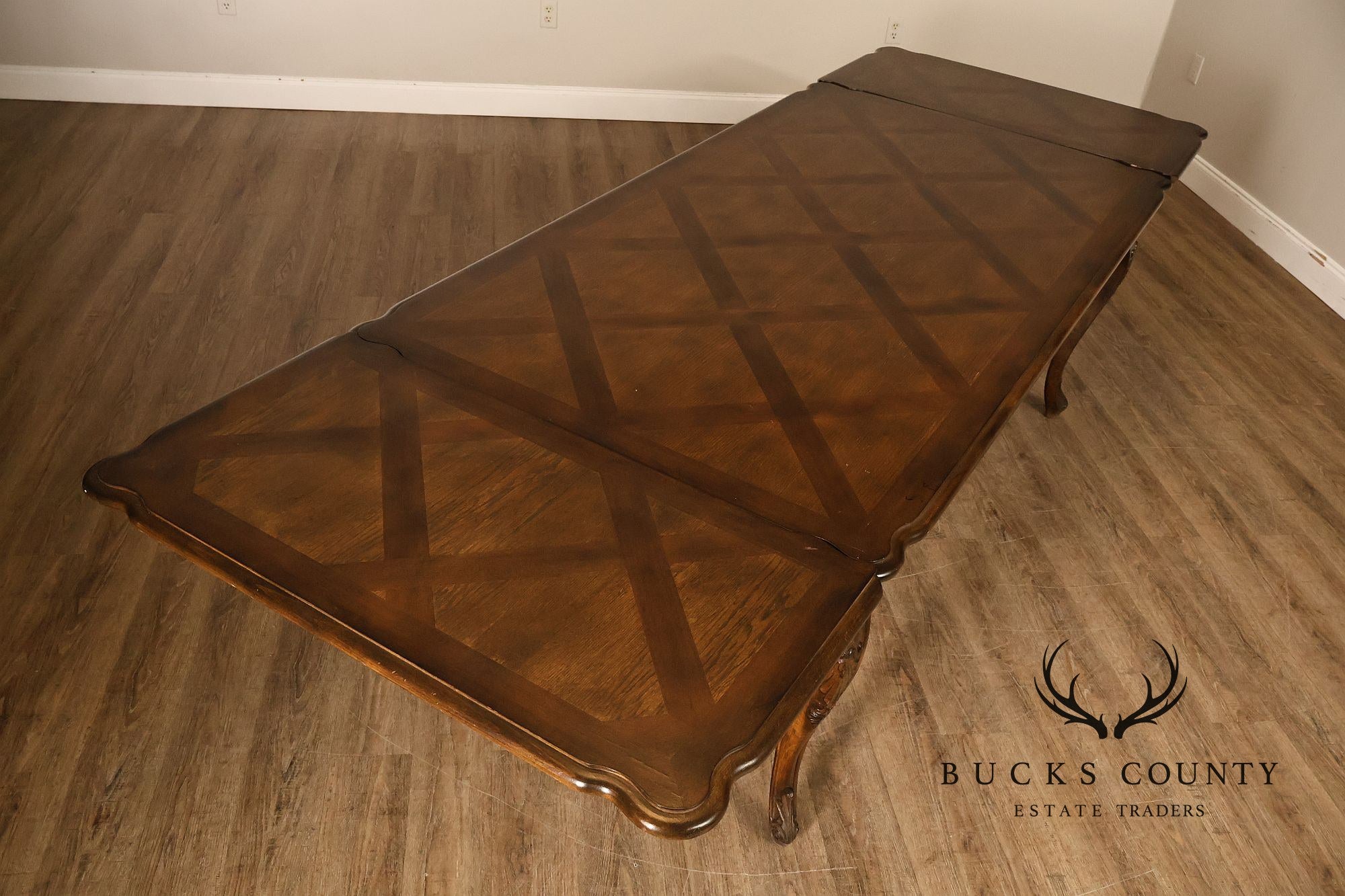 French Country Parquetry Top Expandable Dining Table