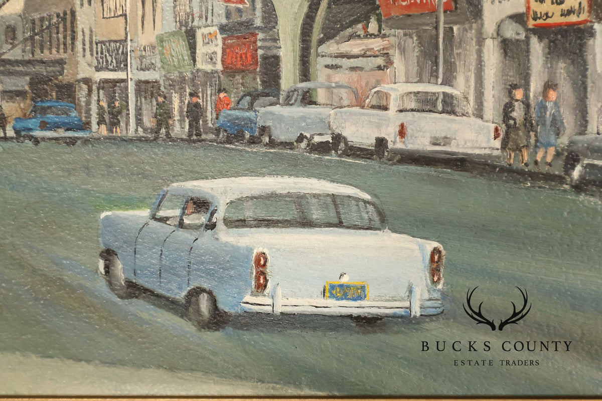 E.M. Law Mid Century Oil Painting, Downtown
