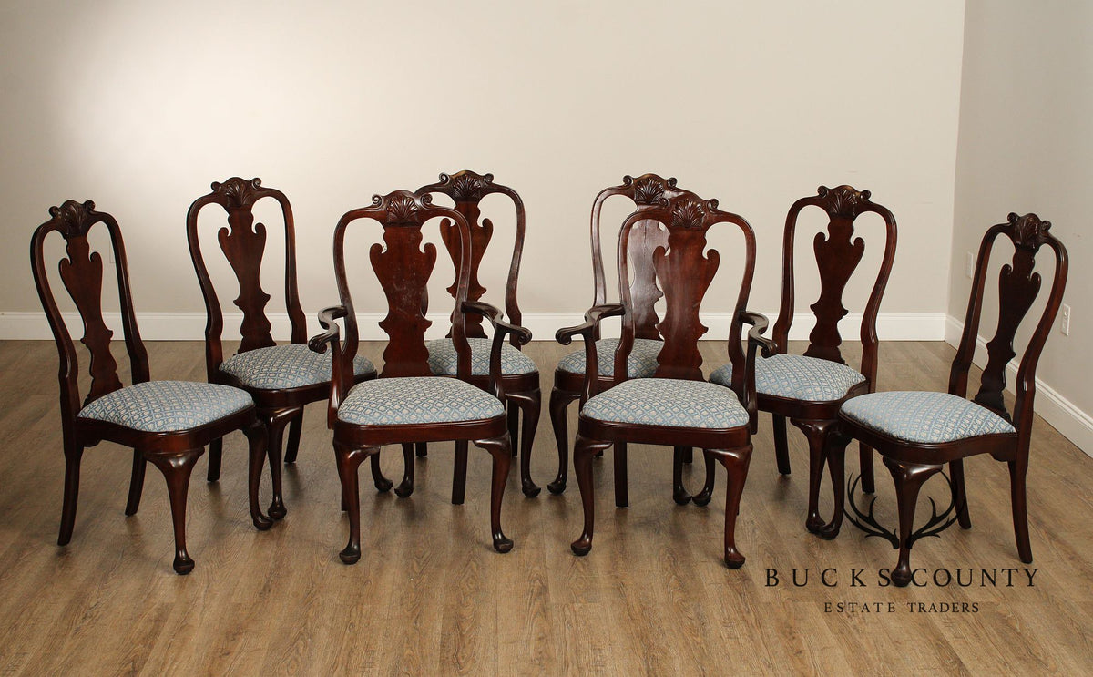 Stickley Queen Anne Style Set of Eight Mahogany Dining Chairs