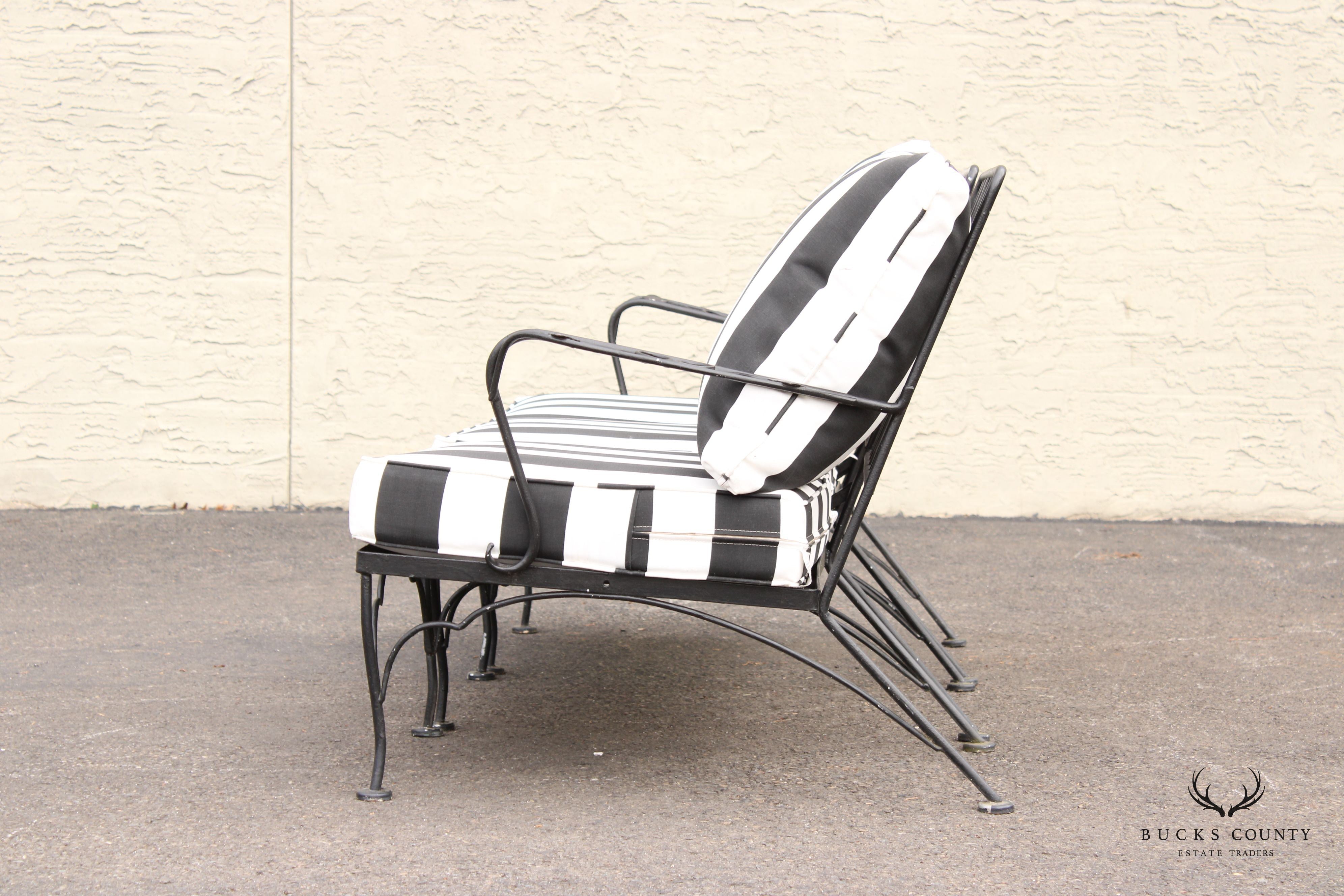 Vintage Wrought Iron Three-Piece Outdoor Garden Sofa