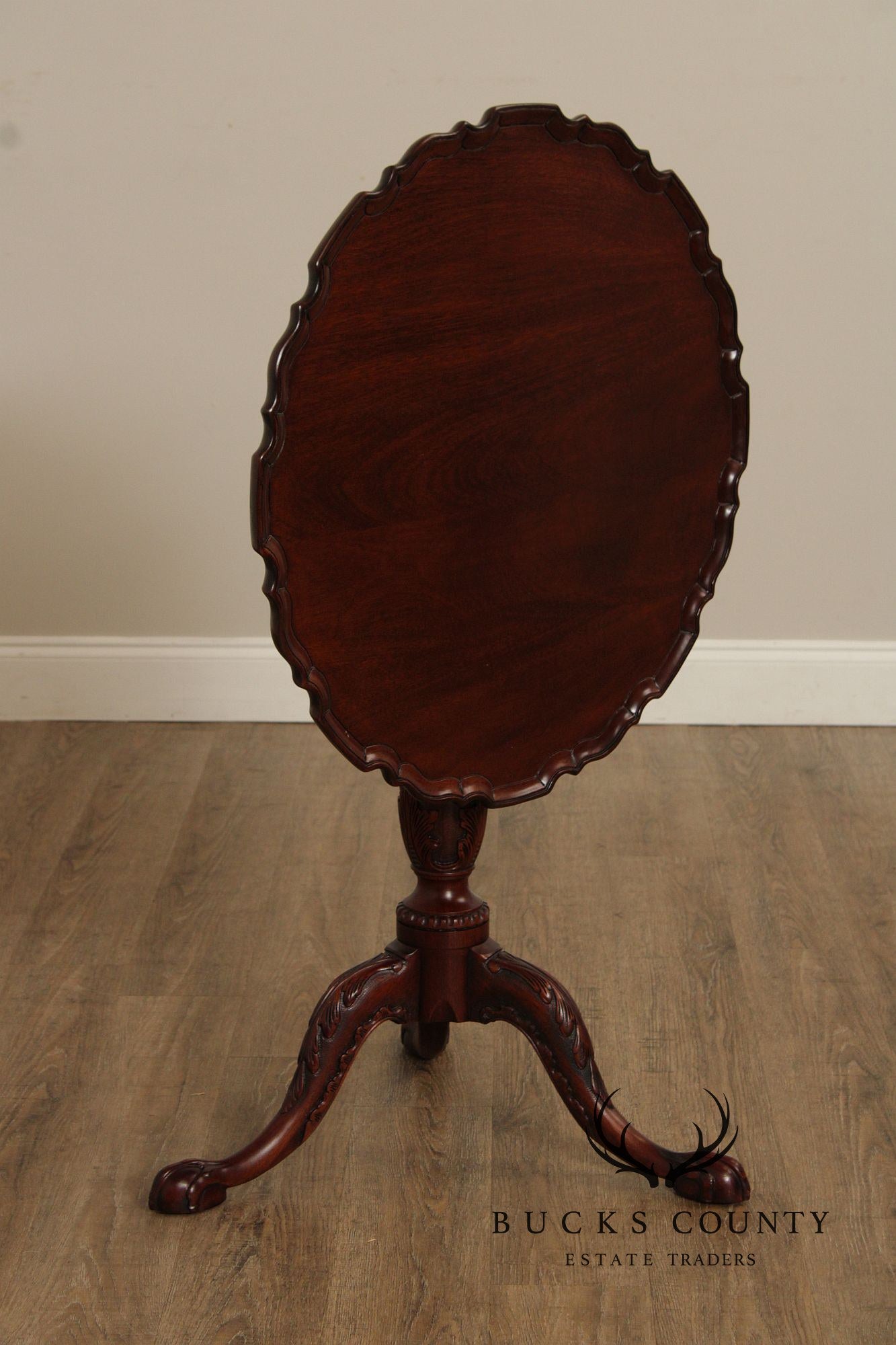 Henkel Harris Carved Mahogany Tilt Top Tea Table