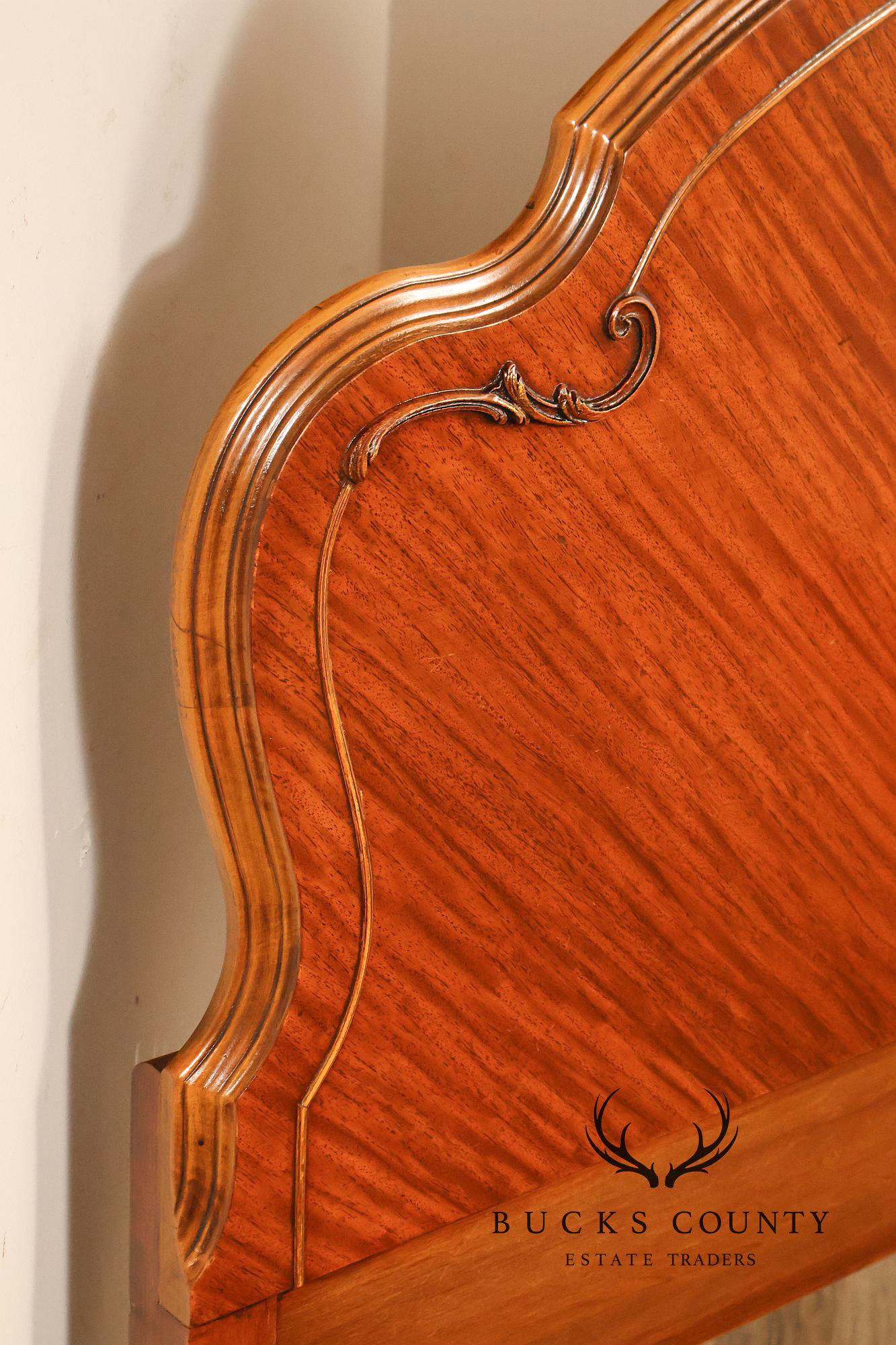 1940's Vintage French Style Full Size Satinwood Bed