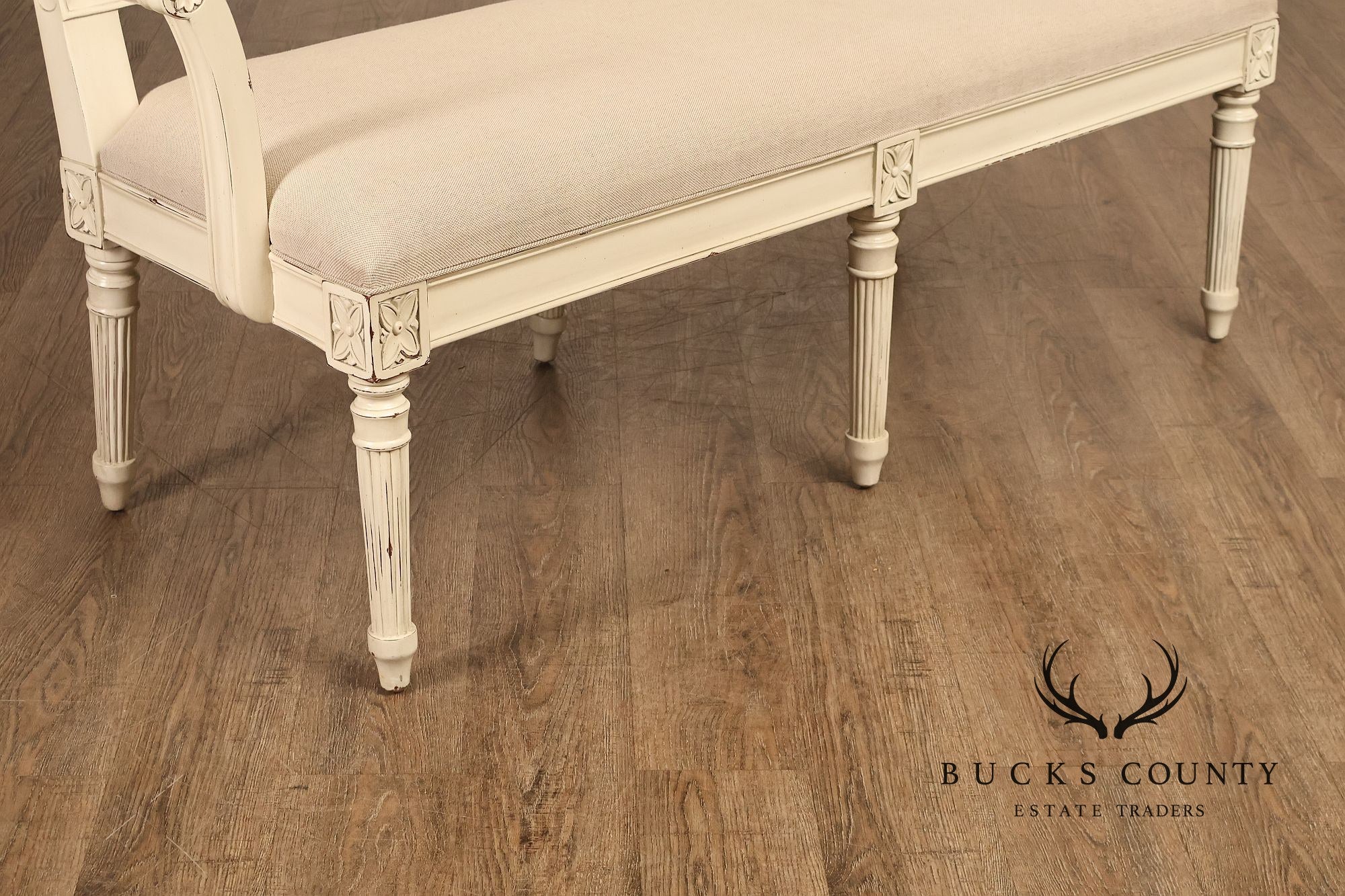 Alden Parkes Country French Louis XVI Style Caned Back Painted Settee