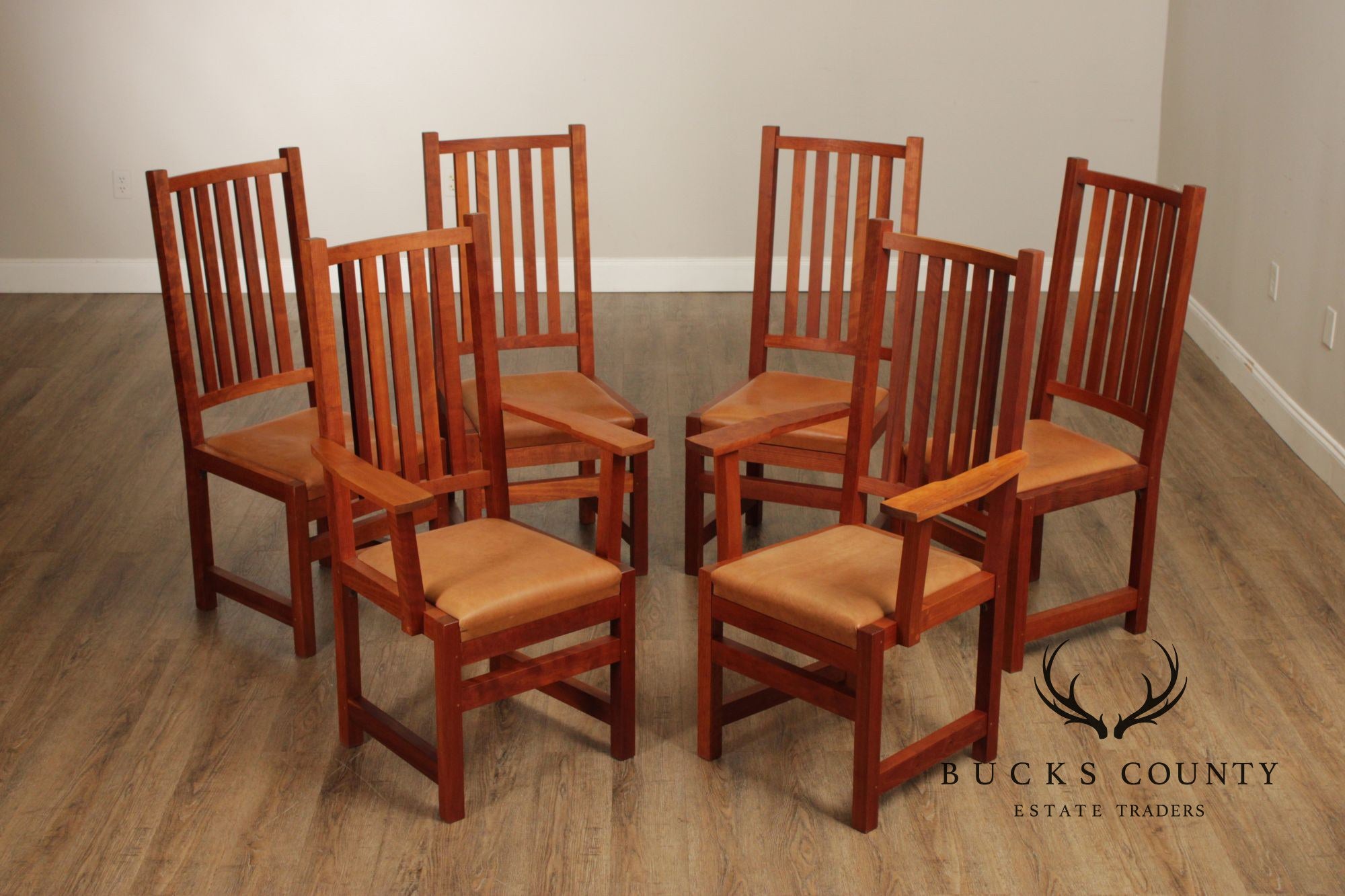 Thomas Moser Mission Style Set Of Six Cherry Dining Chairs