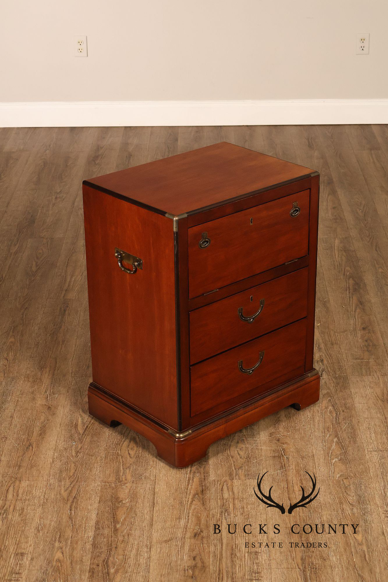 National Mt. Airy Campaign Style Pair of Cherry Nightstands