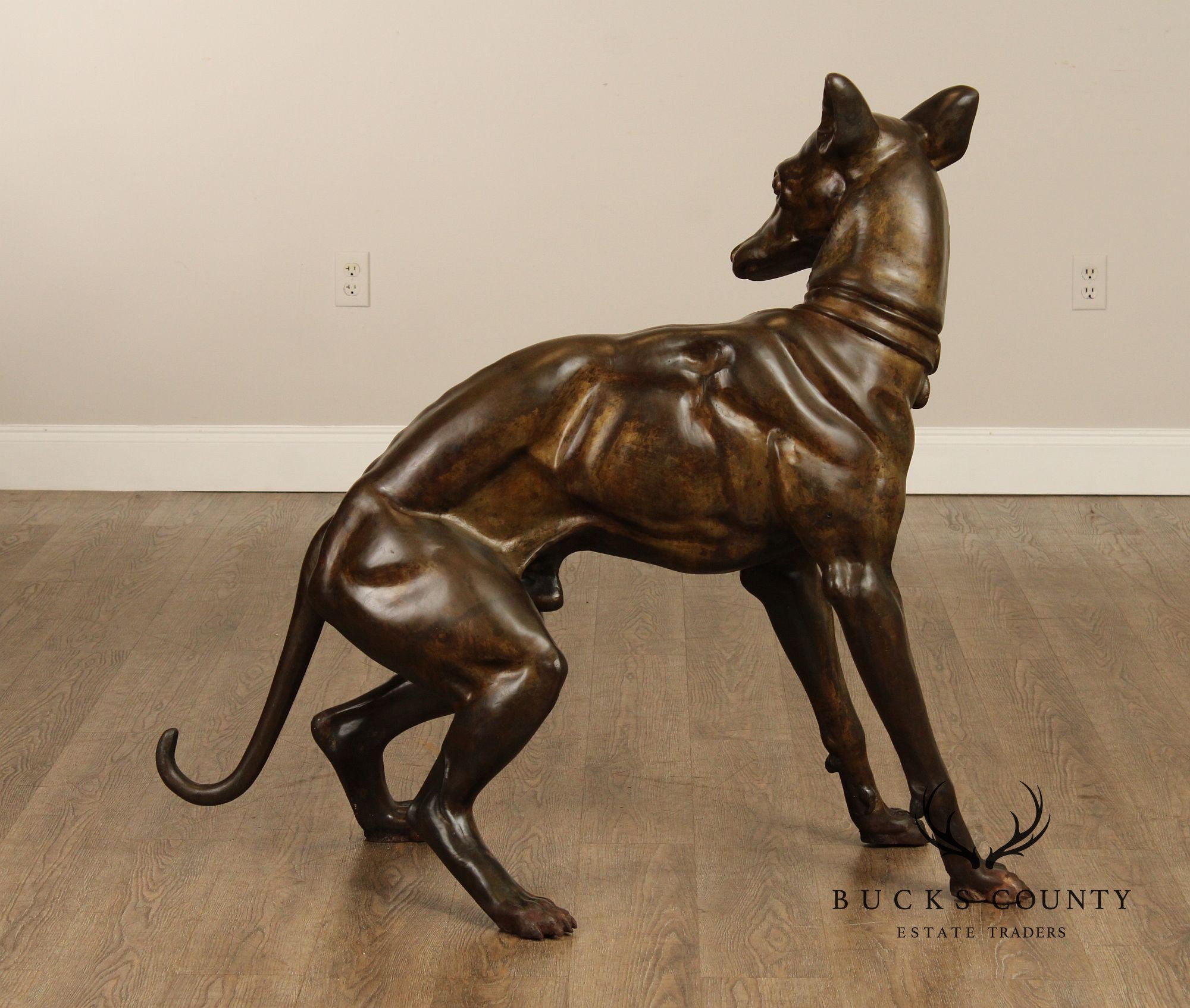 Large Pair Of Outdoor Bronze Whippets