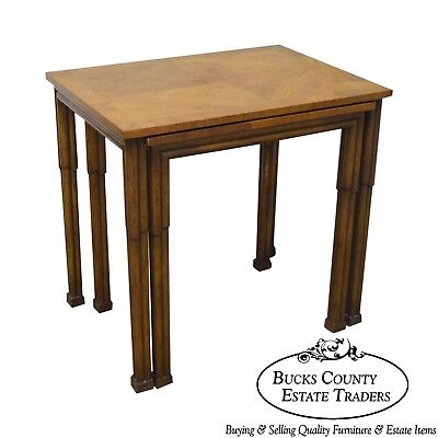 Old Colony Regency Style Yew Wood Nesting Tables