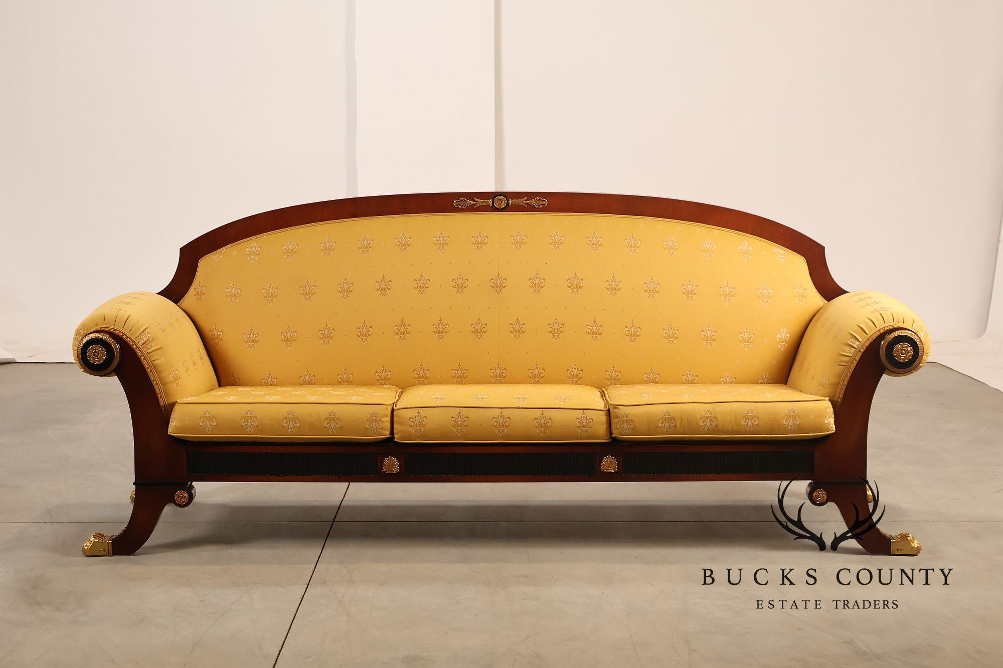 Neoclassical Empire Style Mahogany Sofa With Gilt Bronze Mounts