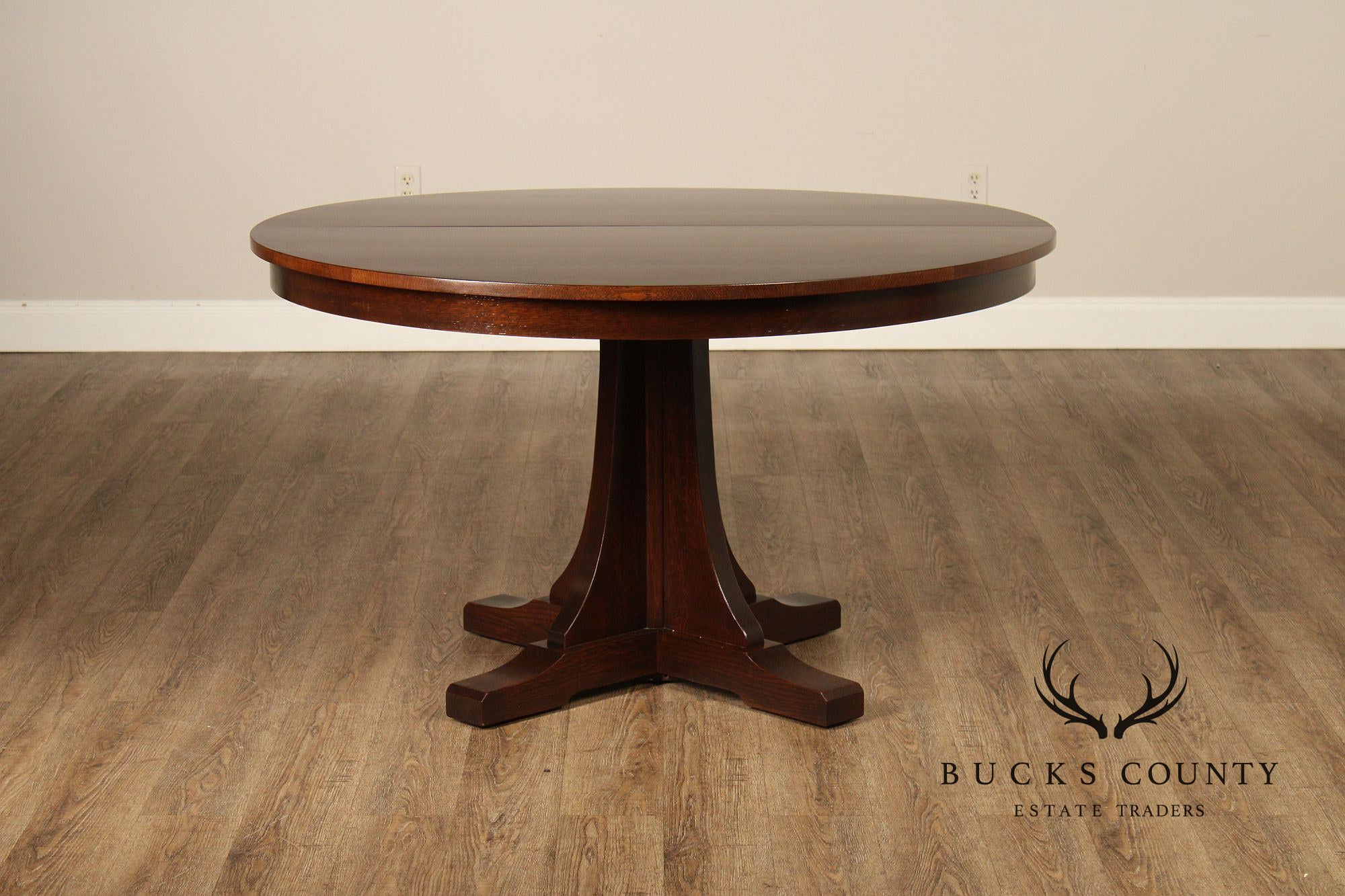 Stickley Mission Collection Round Oak Extendable Dining Table