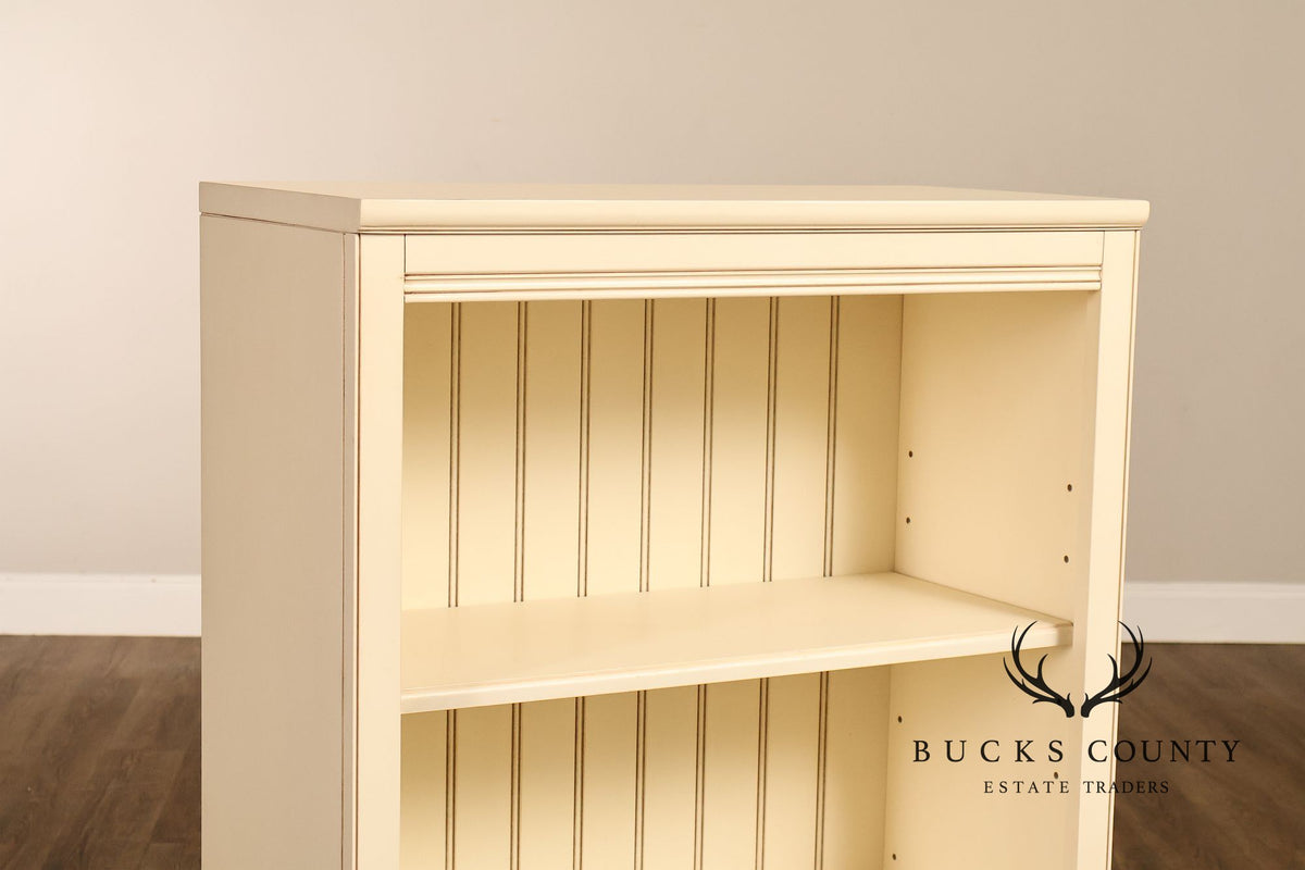 Ethan Allen Coastal Style Pair of Painted Open Bookcases