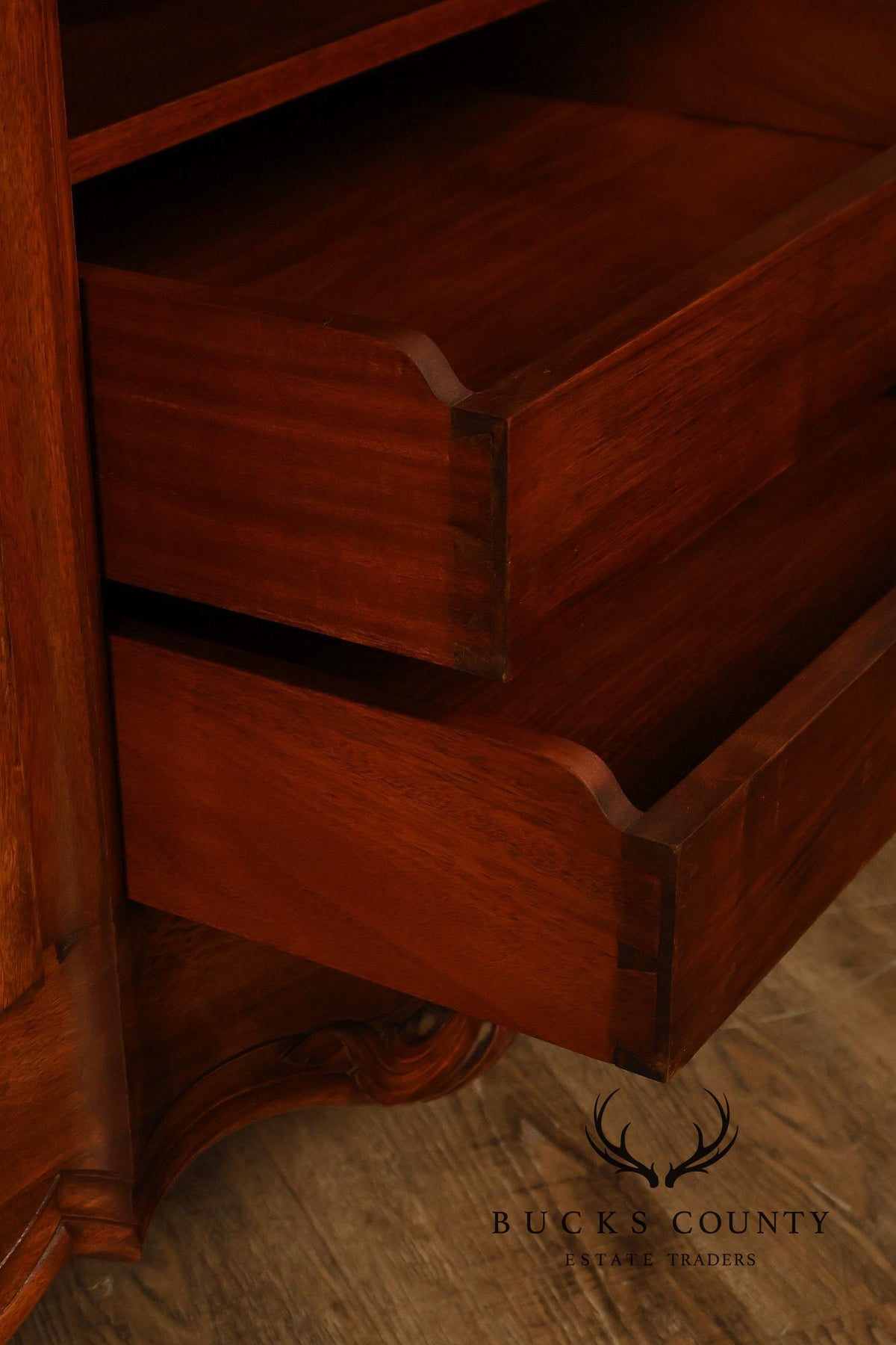 French Provincial Style Carved Fruitwood Three Door Sideboard