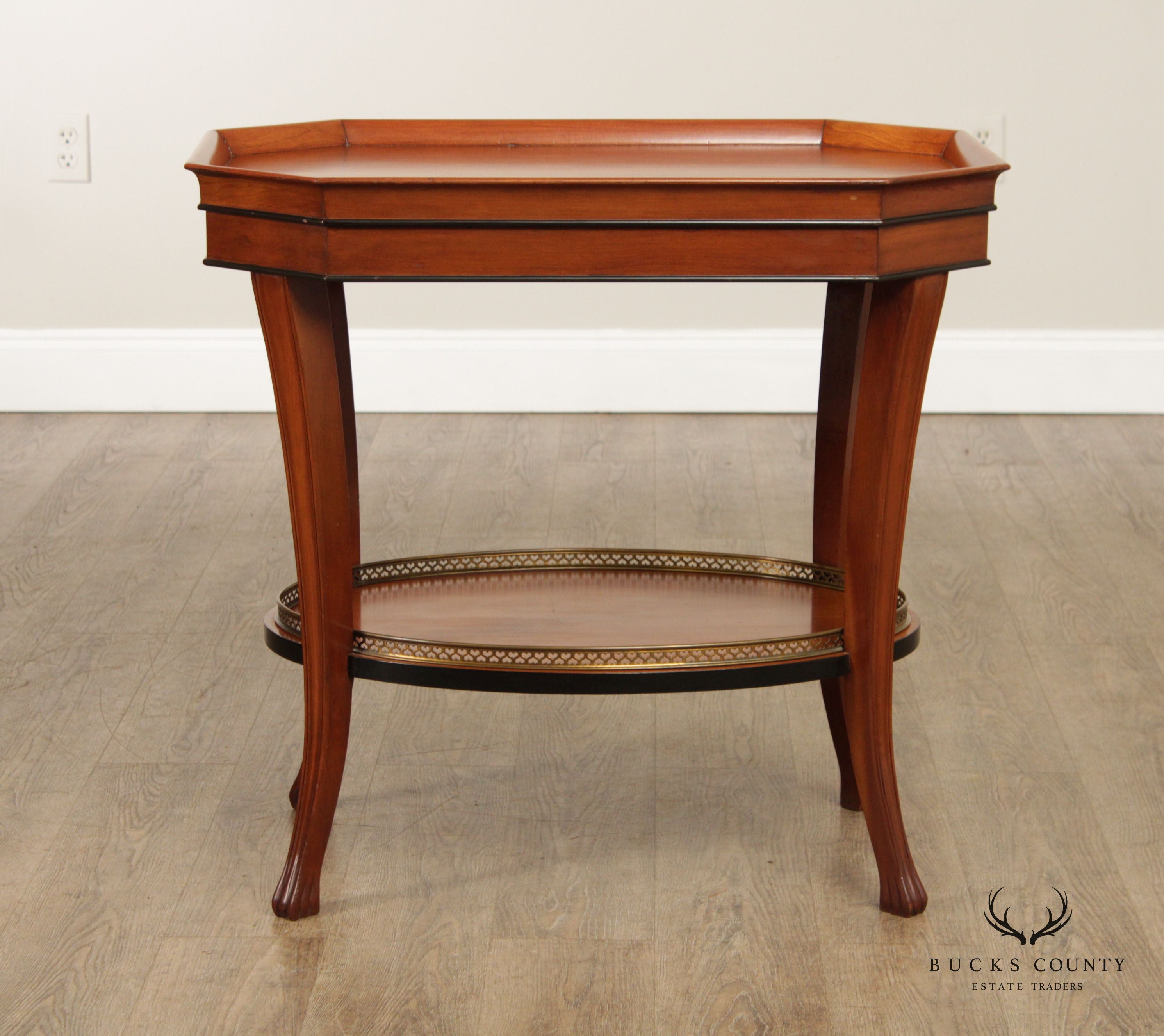 Regency Style Two-Tier Cherry Accent Side Table