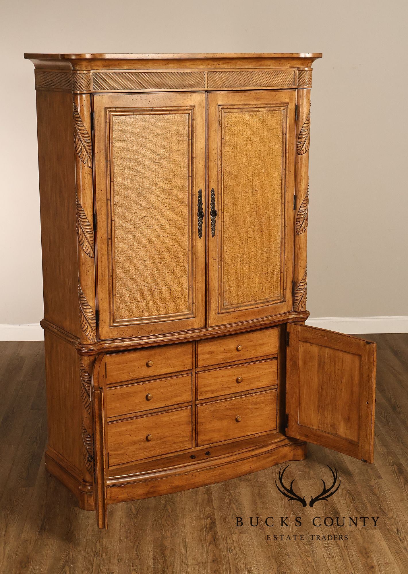 Tommy Bahama Home By Lexington Bow Front Linen Press Storage Armoire Cabinet