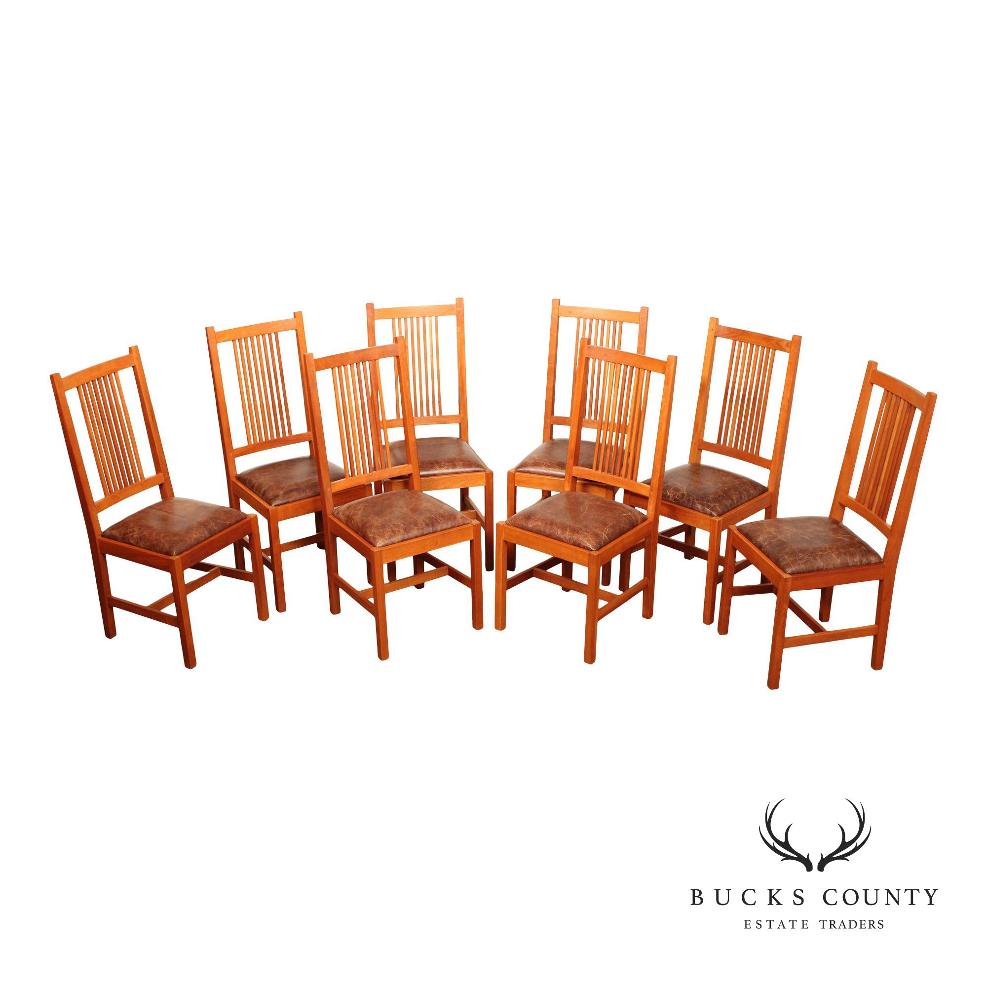 Stickley Mission Collection Set Of 8 Spindle Back Cherry Dining Chairs